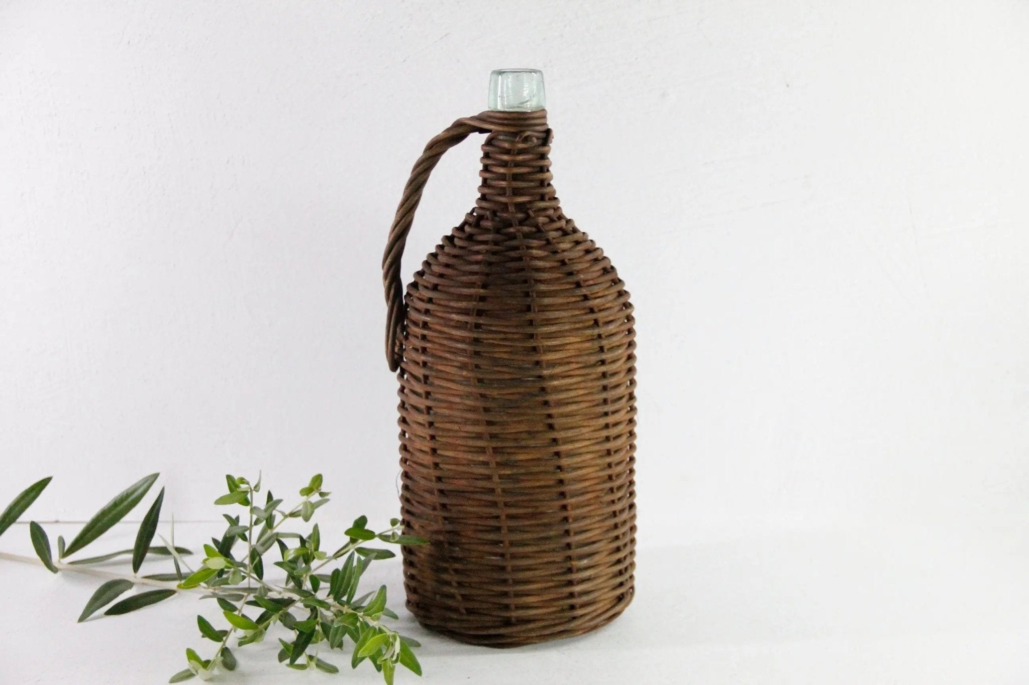 Vintage Demijohn Bottle | European Wicker Wrapped Vessel - Debra Hall Lifestyle