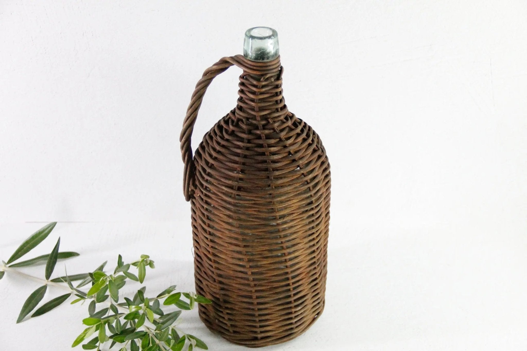Vintage Demijohn Bottle | European Wicker Wrapped Vessel - Debra Hall Lifestyle