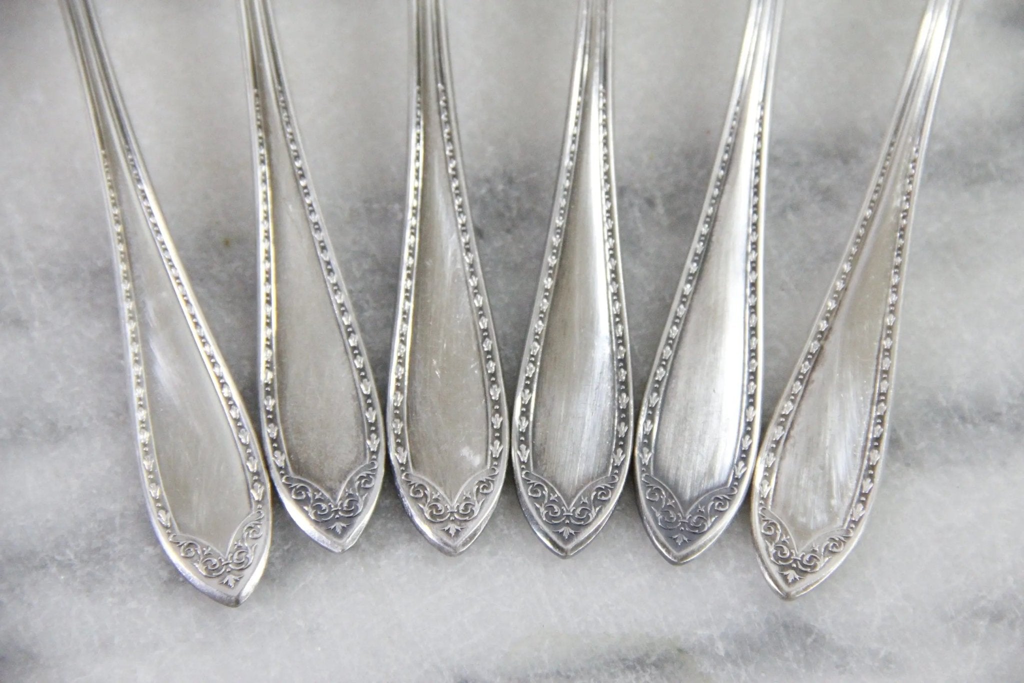 Vintage Dessert Forks Silverplate | Set of 6 Sheraton Pattern 1910 - Debra Hall Lifestyle