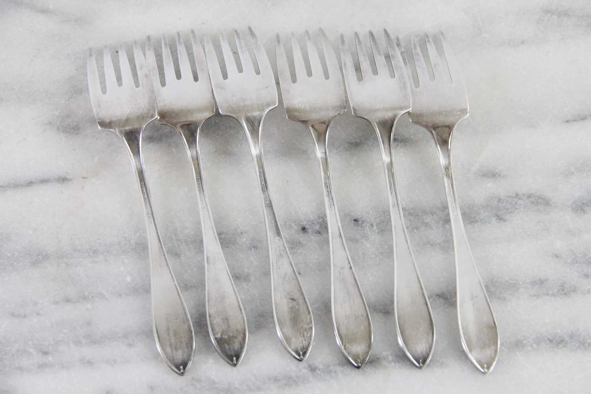 Vintage Dessert Forks Silverplate | Set of 6 Sheraton Pattern 1910 - Debra Hall Lifestyle