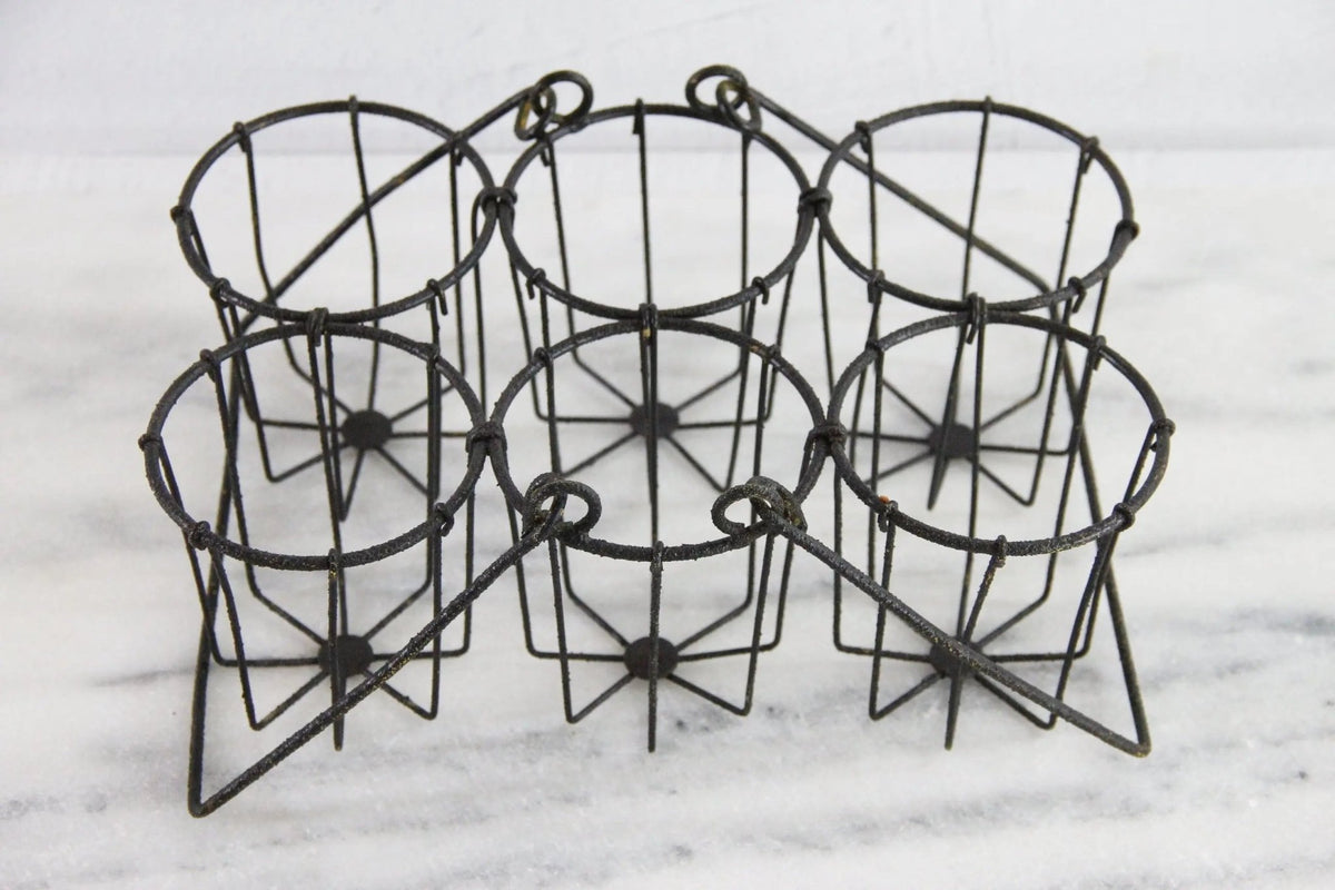 Vintage Drinking Glass Caddy with Glasses | Metal Carrier - Debra Hall Lifestyle