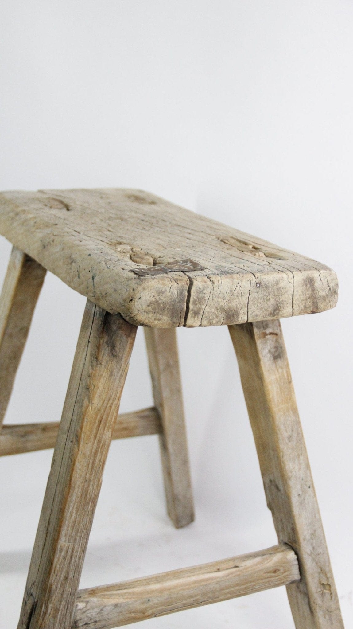 Vintage Elm Wood Stool | Bench | Side Table L bench