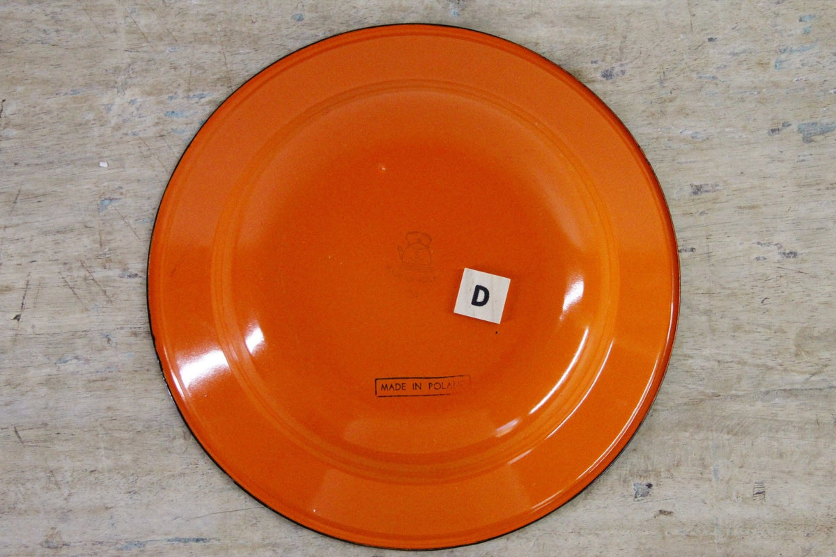 Vintage Enamel Bowls Pair Polish Midcentury Shallow Soup Bowls - Debra Hall Lifestyle