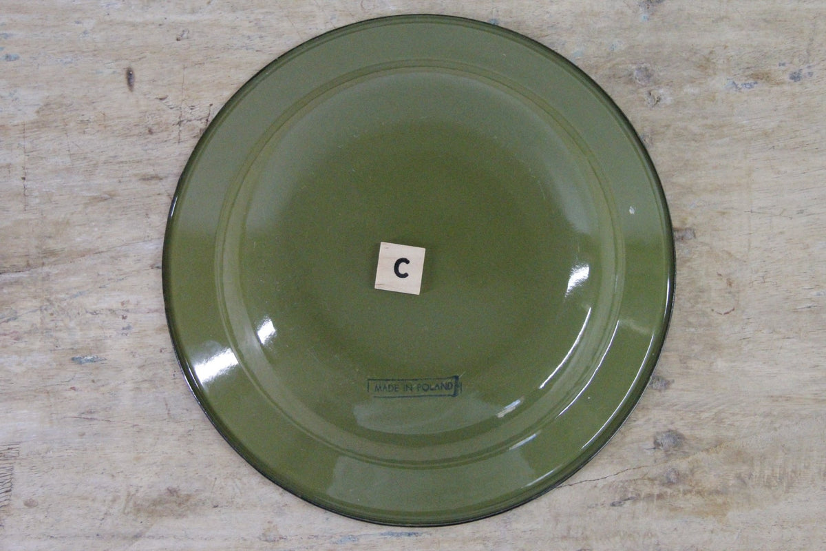 Vintage Enamel Bowls Pair Polish Midcentury Shallow Soup Bowls - Debra Hall Lifestyle