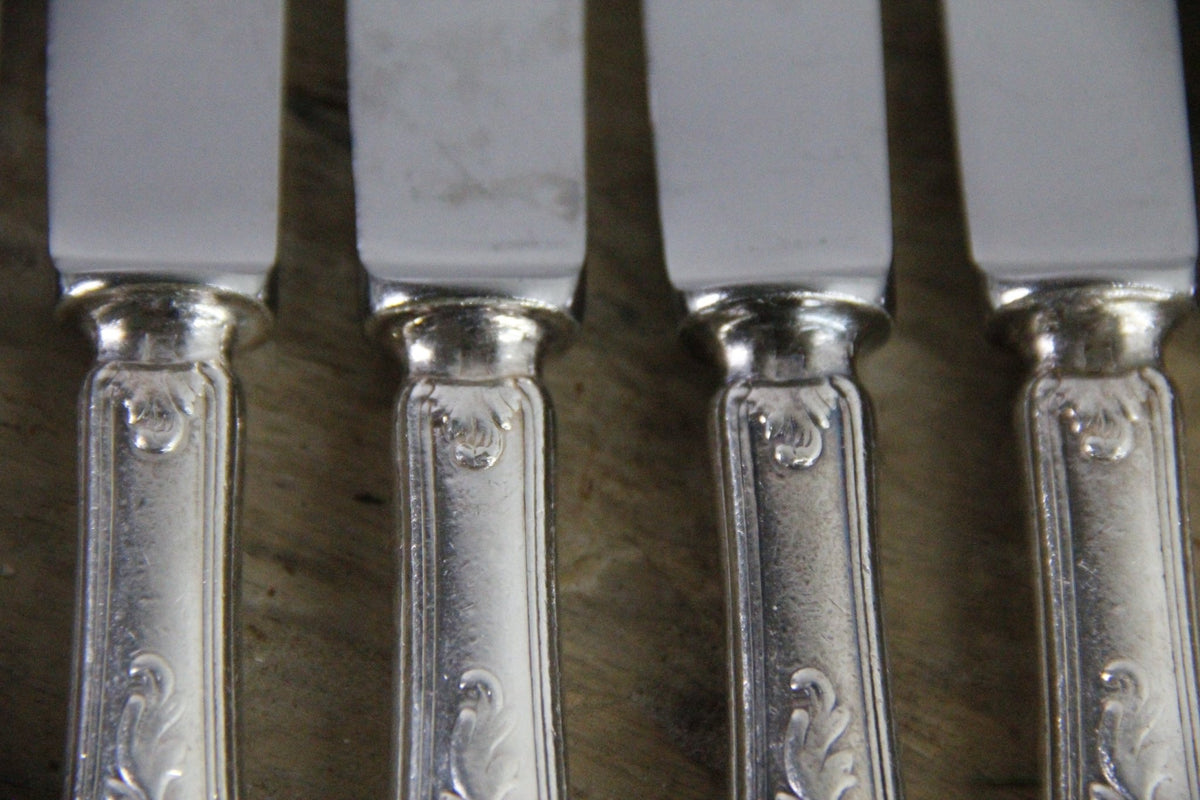 Vintage Ercuis Dinner Knives Set of 6 French Silverplate Flatware - Debra Hall Lifestyle