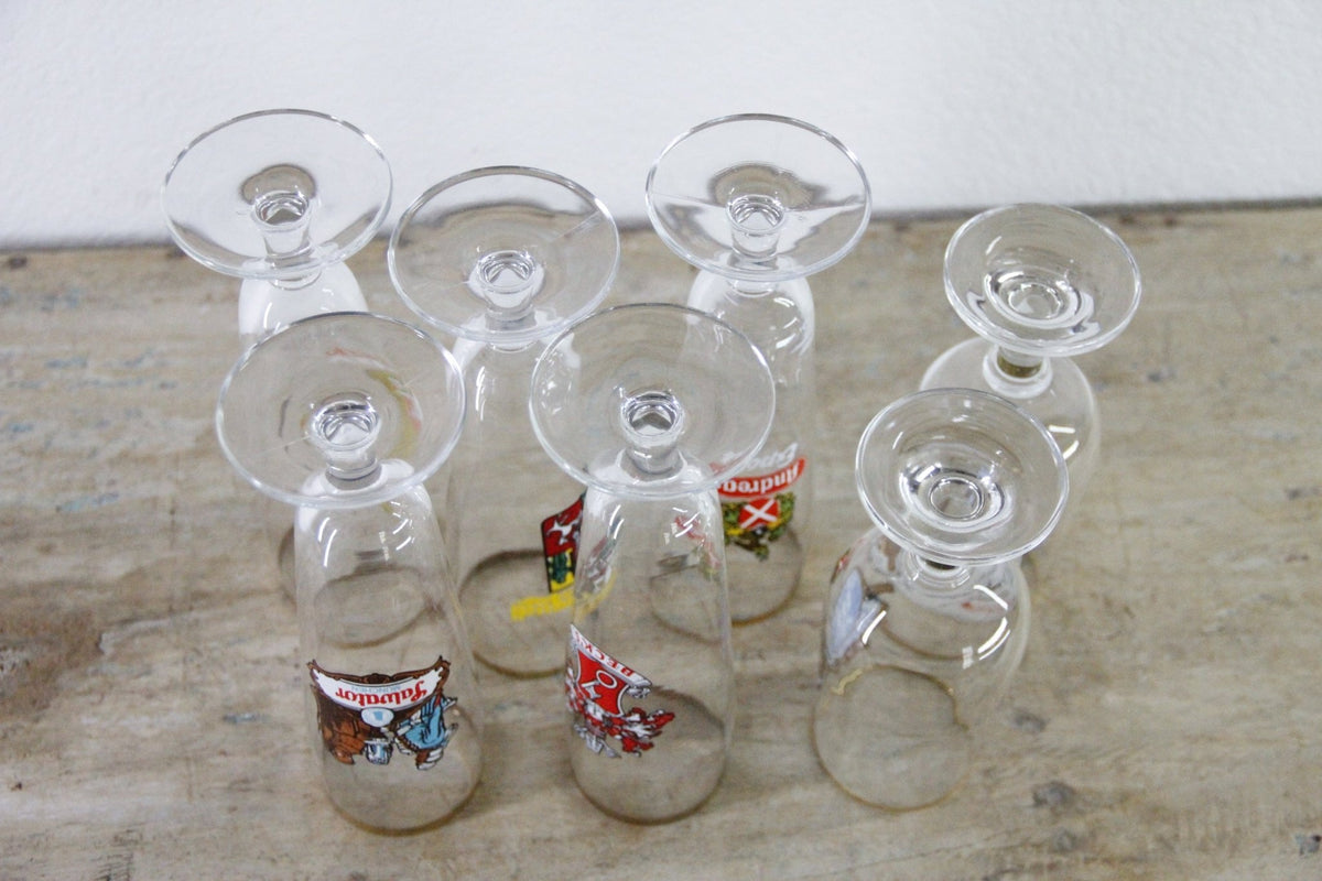 Vintage European Beer Glasses Set of 7 Gold Rim Pilsners - Debra Hall Lifestyle