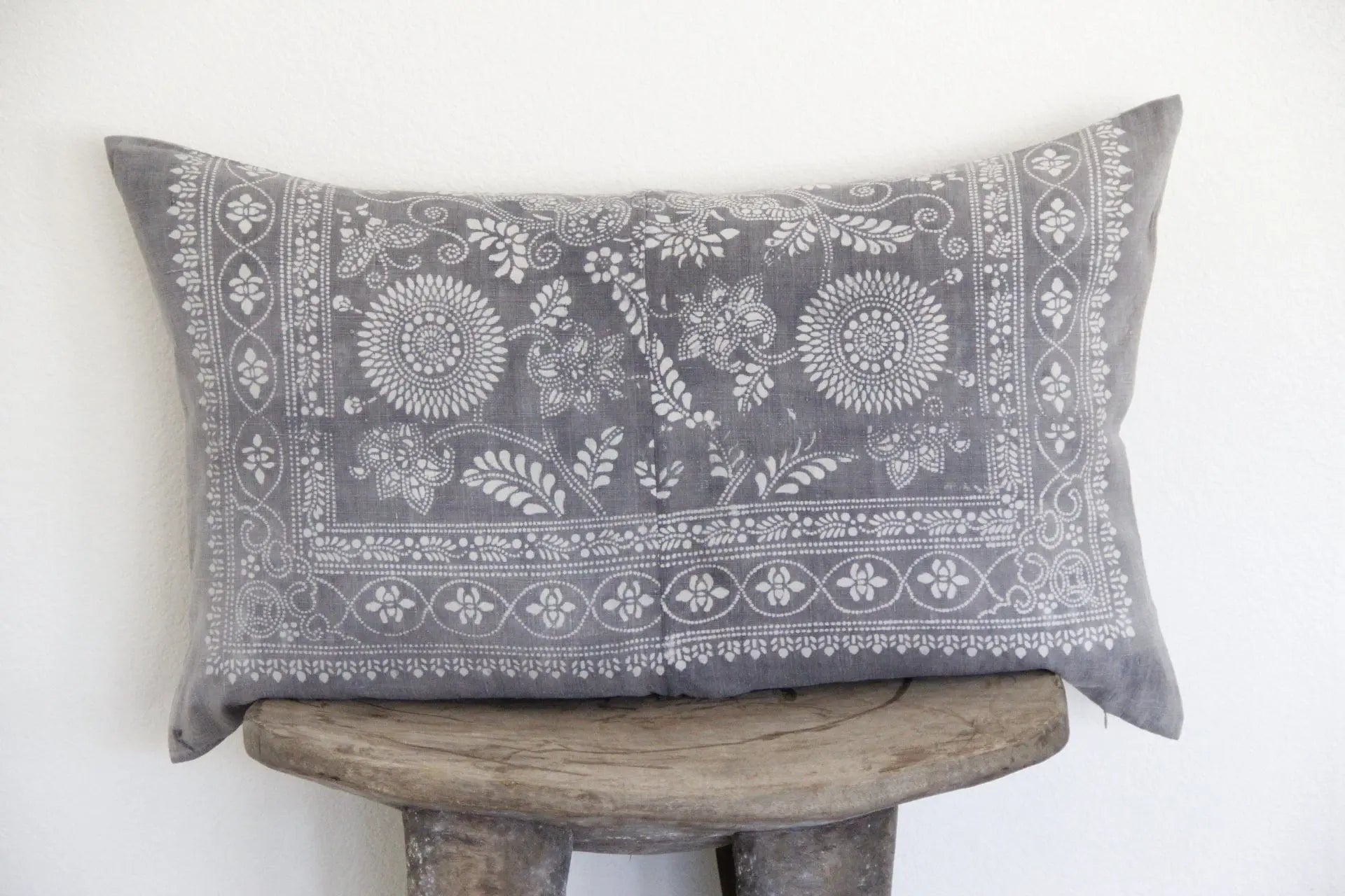 Vintage Fabric Pillow | Charcoal Grey Batik Pillow Cover - Debra Hall Lifestyle