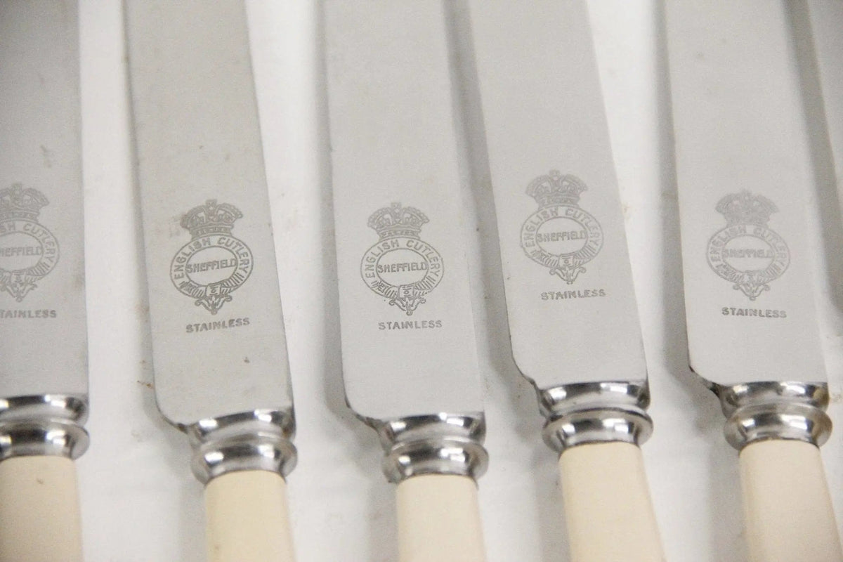Vintage Flatware Set | Celluloid Dinner Knives 8 Pieces - Debra Hall Lifestyle