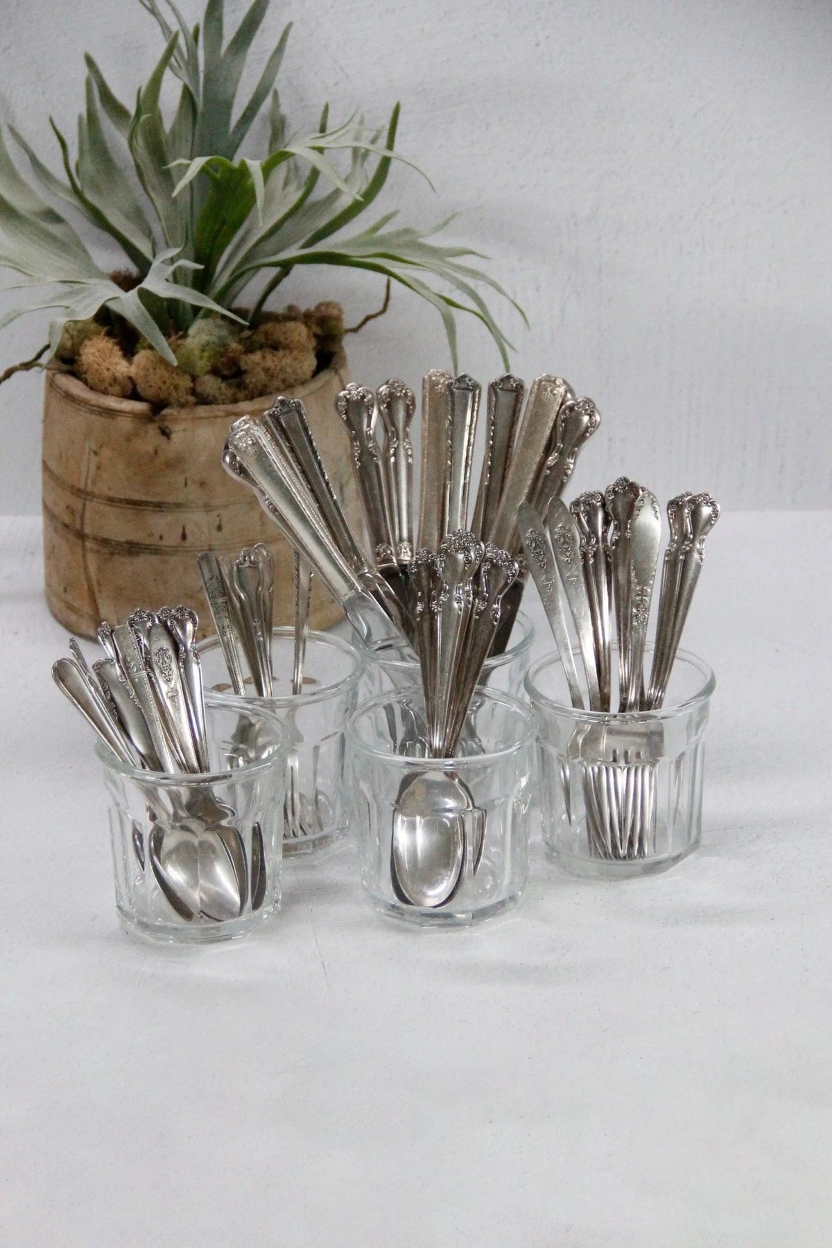 Vintage Flatware Set | Mixed Pattern 5 Piece Place Setting  - Debra Hall Lifestyle