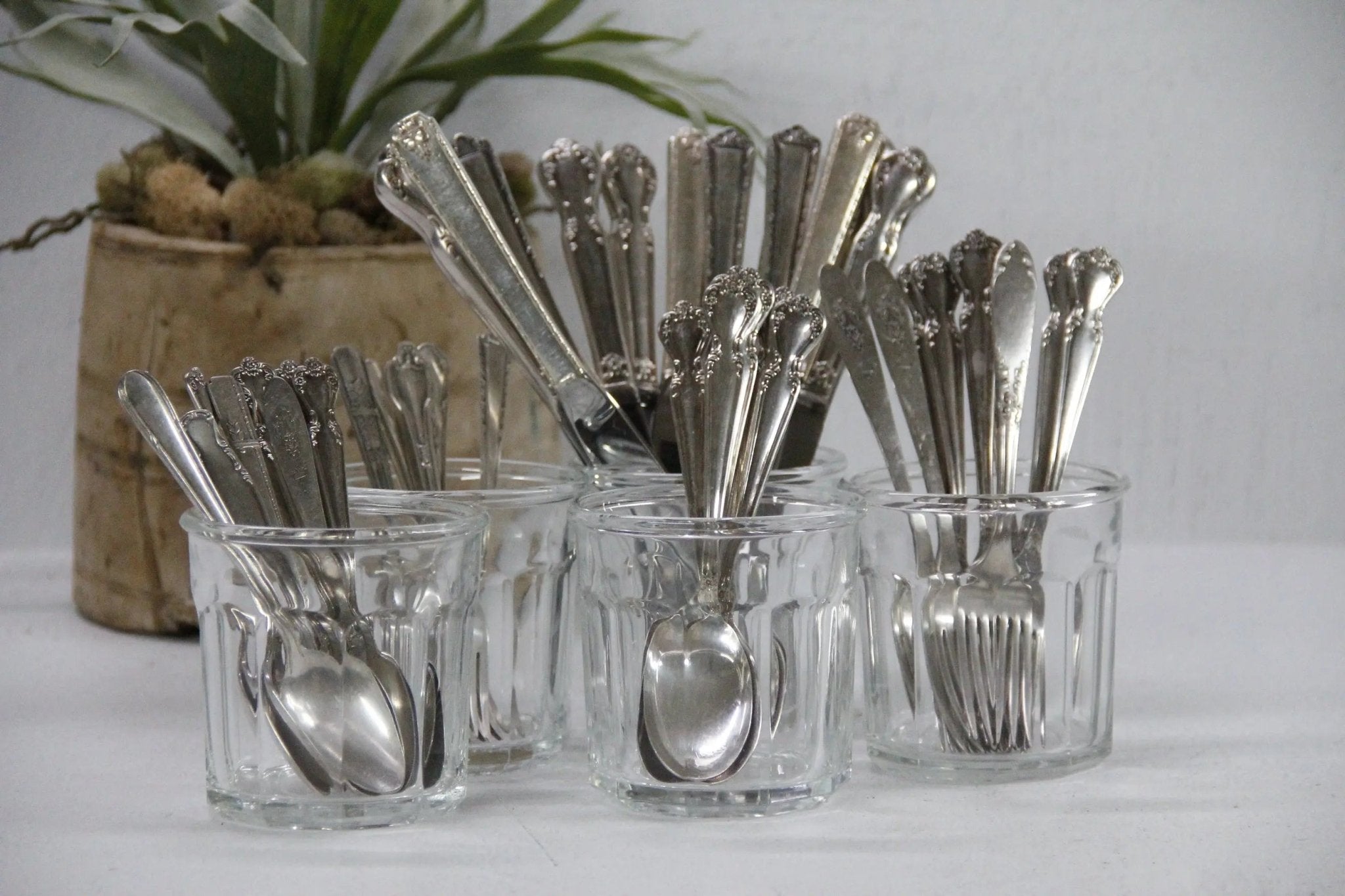 Vintage Flatware Set | Mixed Pattern 5 Piece Place Setting  - Debra Hall Lifestyle