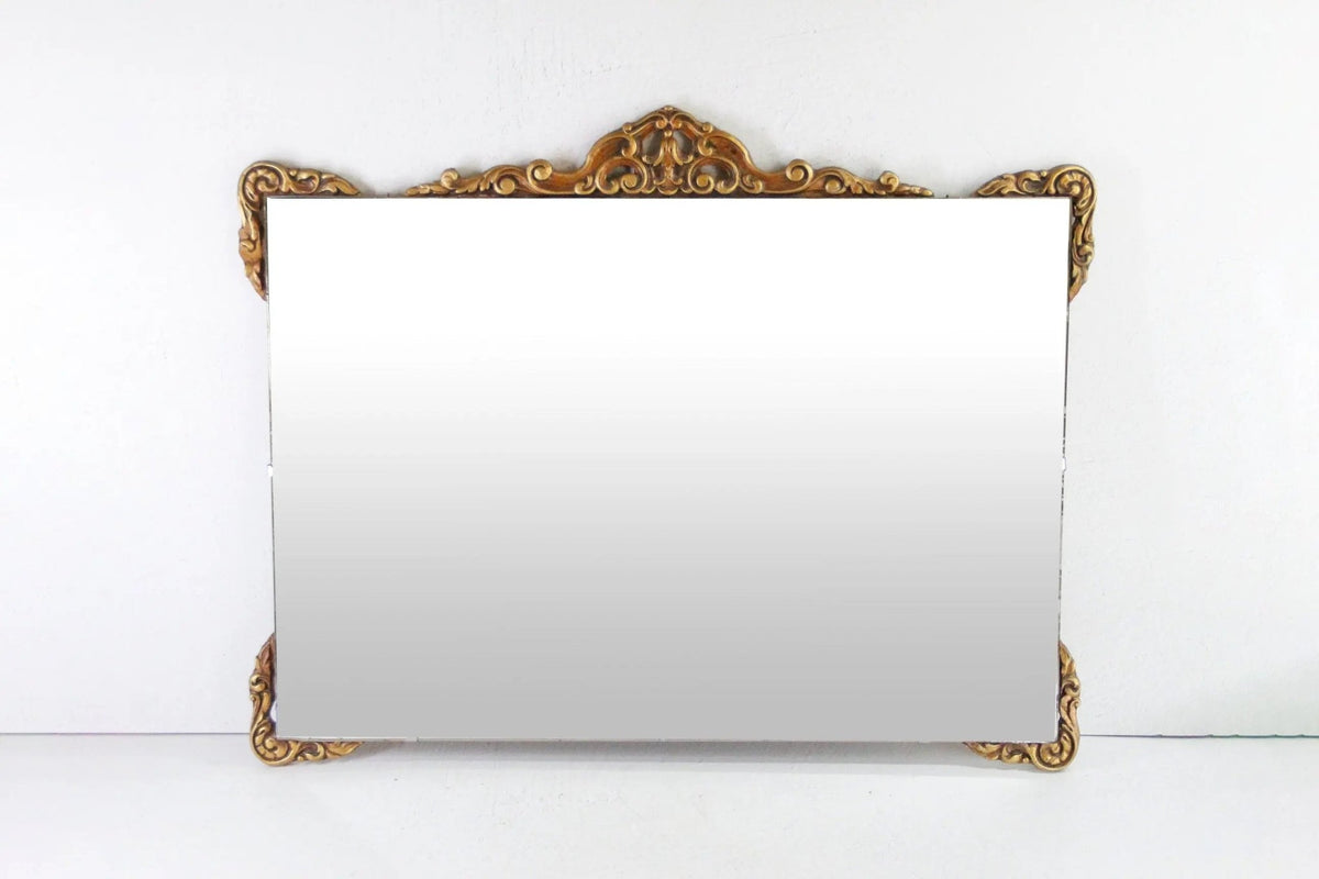 Vintage Frameless Mirror with Ornate Giltwood Detail - Debra Hall Lifestyle