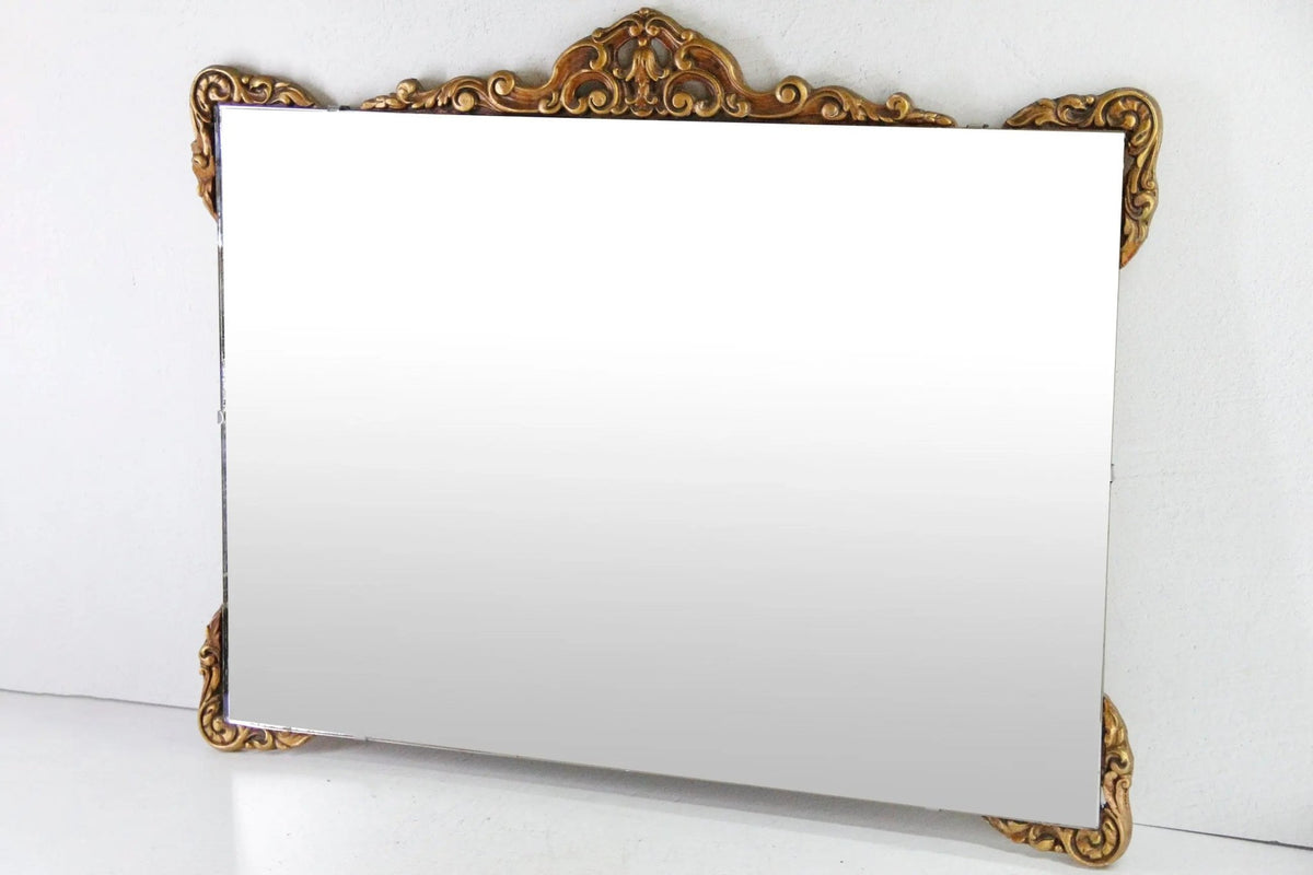 Vintage Frameless Mirror with Ornate Giltwood Detail - Debra Hall Lifestyle