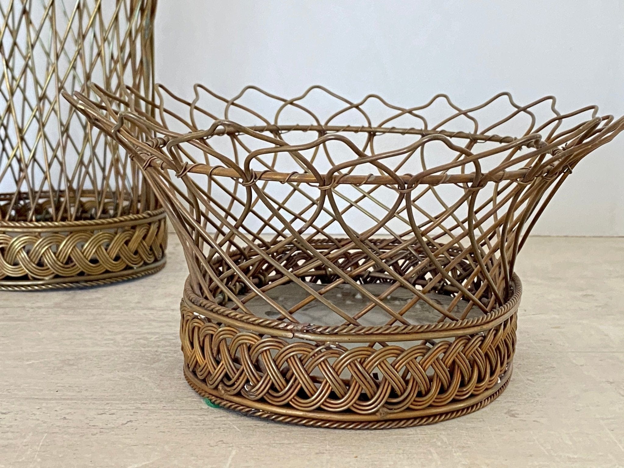 Vintage French Basket | Woven Brass Basket