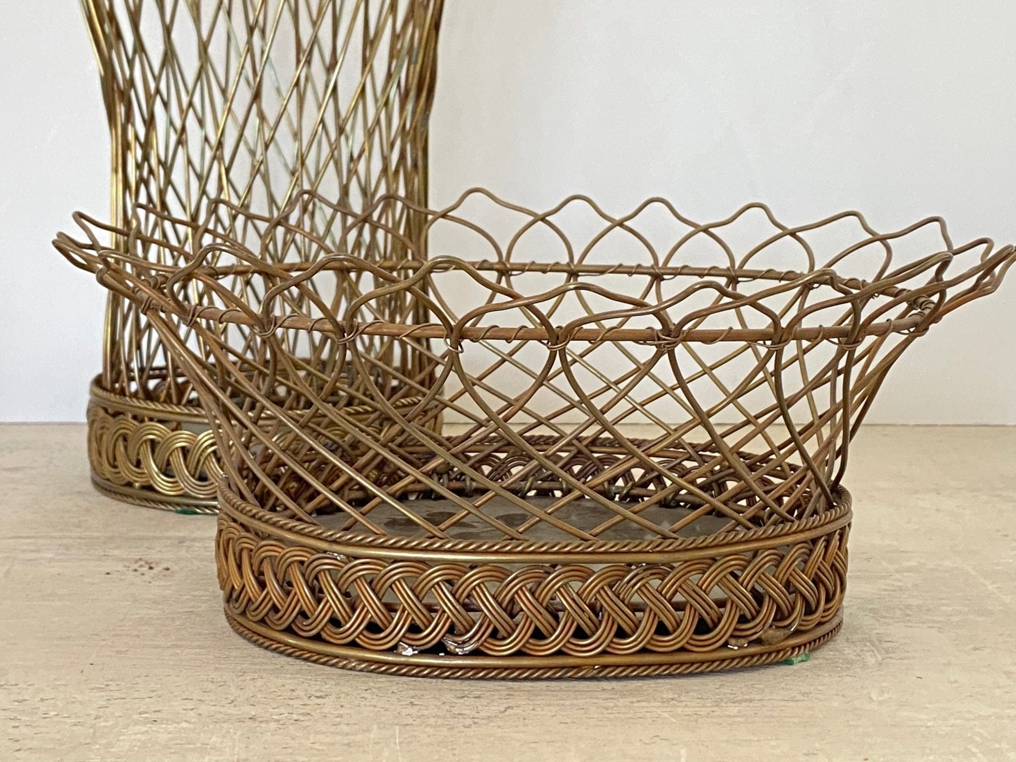 Vintage French Basket | Woven Brass Basket