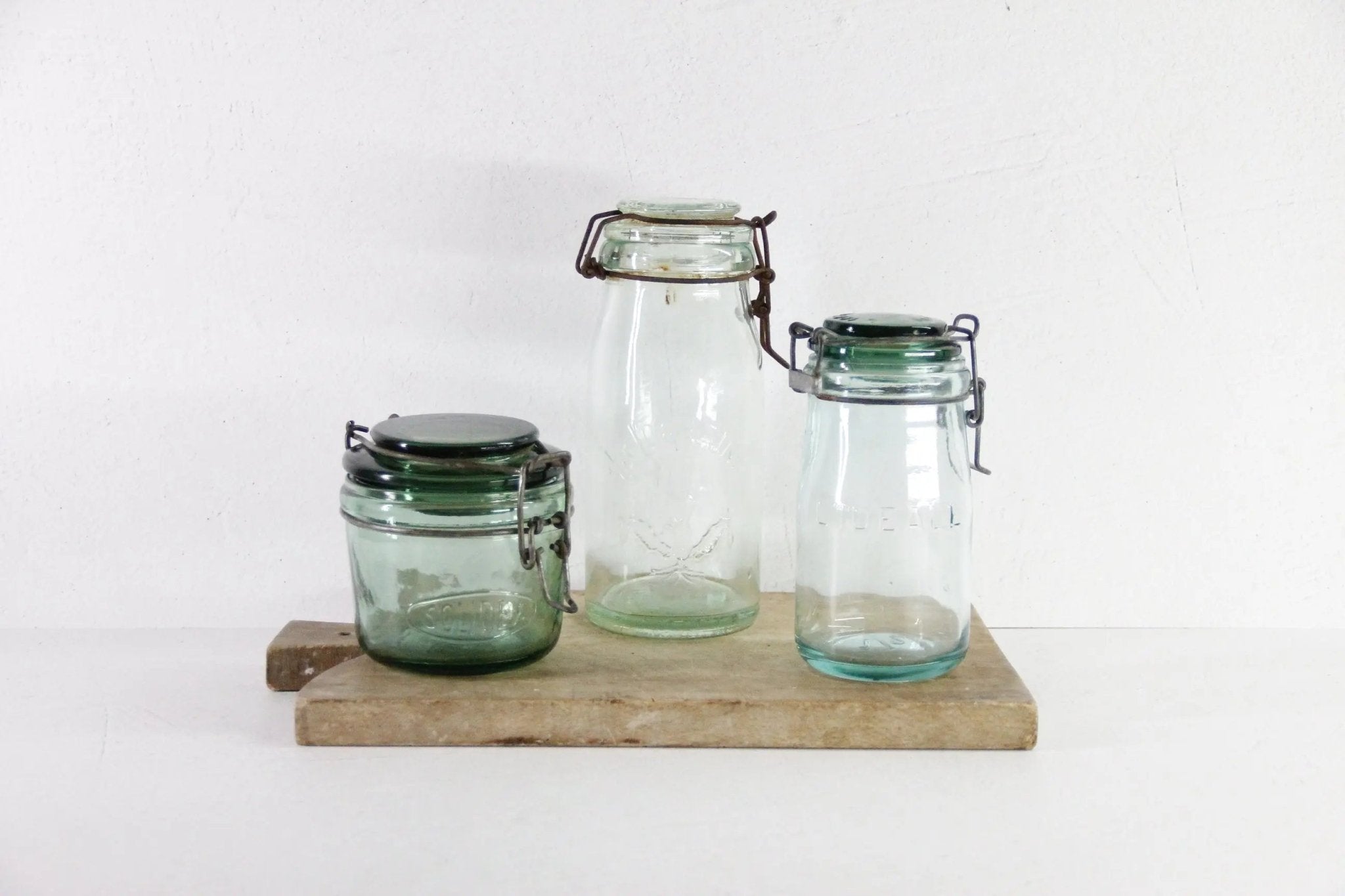 Vintage French Canning Jar | Assorted Green Glass Jar - Debra Hall Lifestyle