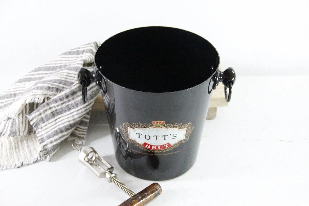 Vintage French Champagne Bucket BLack Tott's Stamp Vogalu - Debra Hall Lifestyle