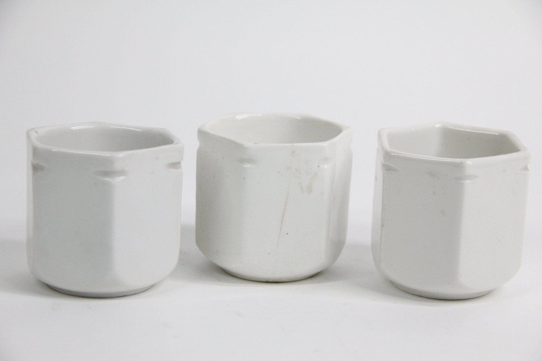 Vintage French Ironstone Yogurt Pots | 3 Pc Tableware