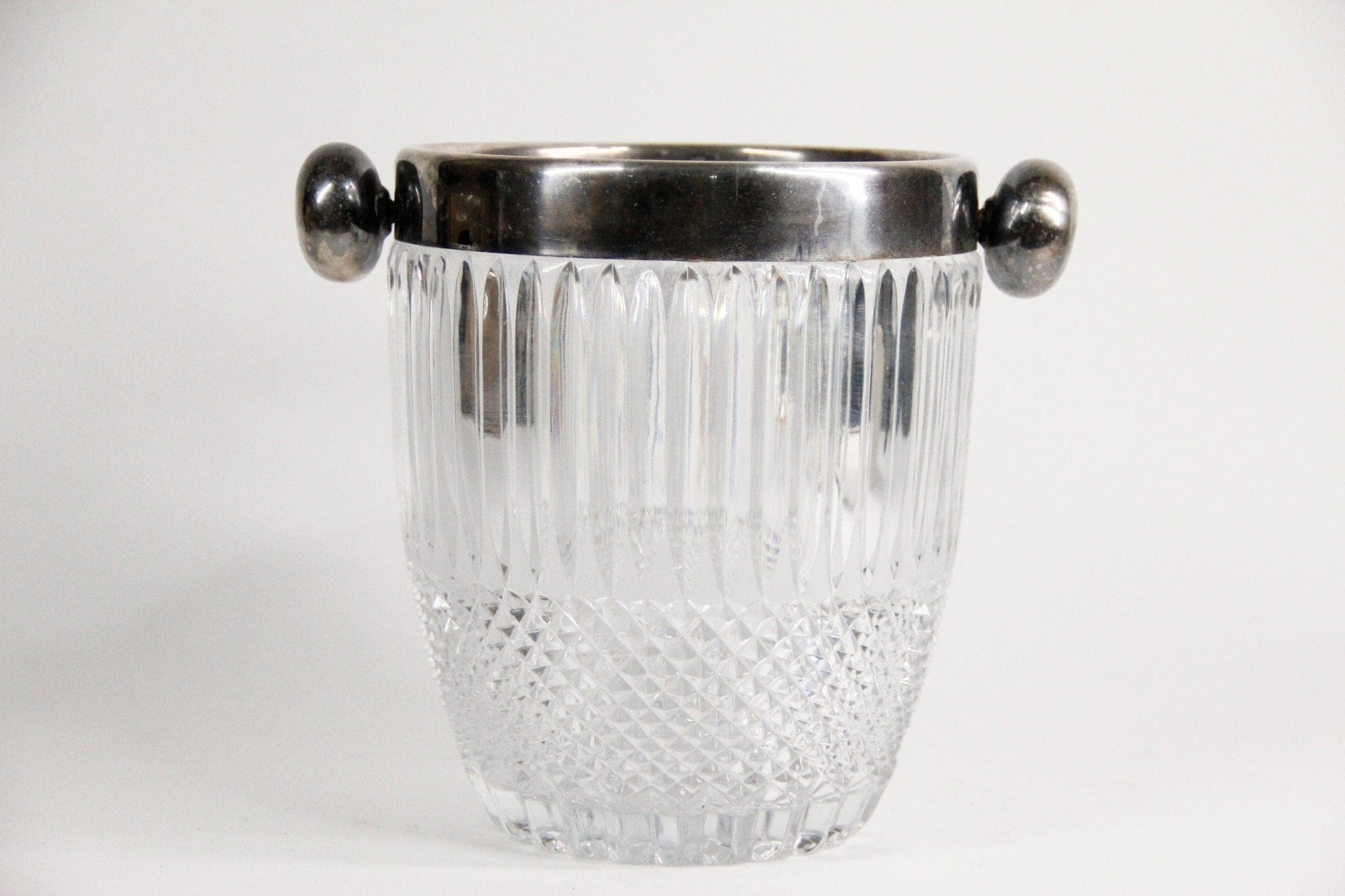 Vintage French Silver & Crystal Champagne Bucket | Wine Cooler Barware