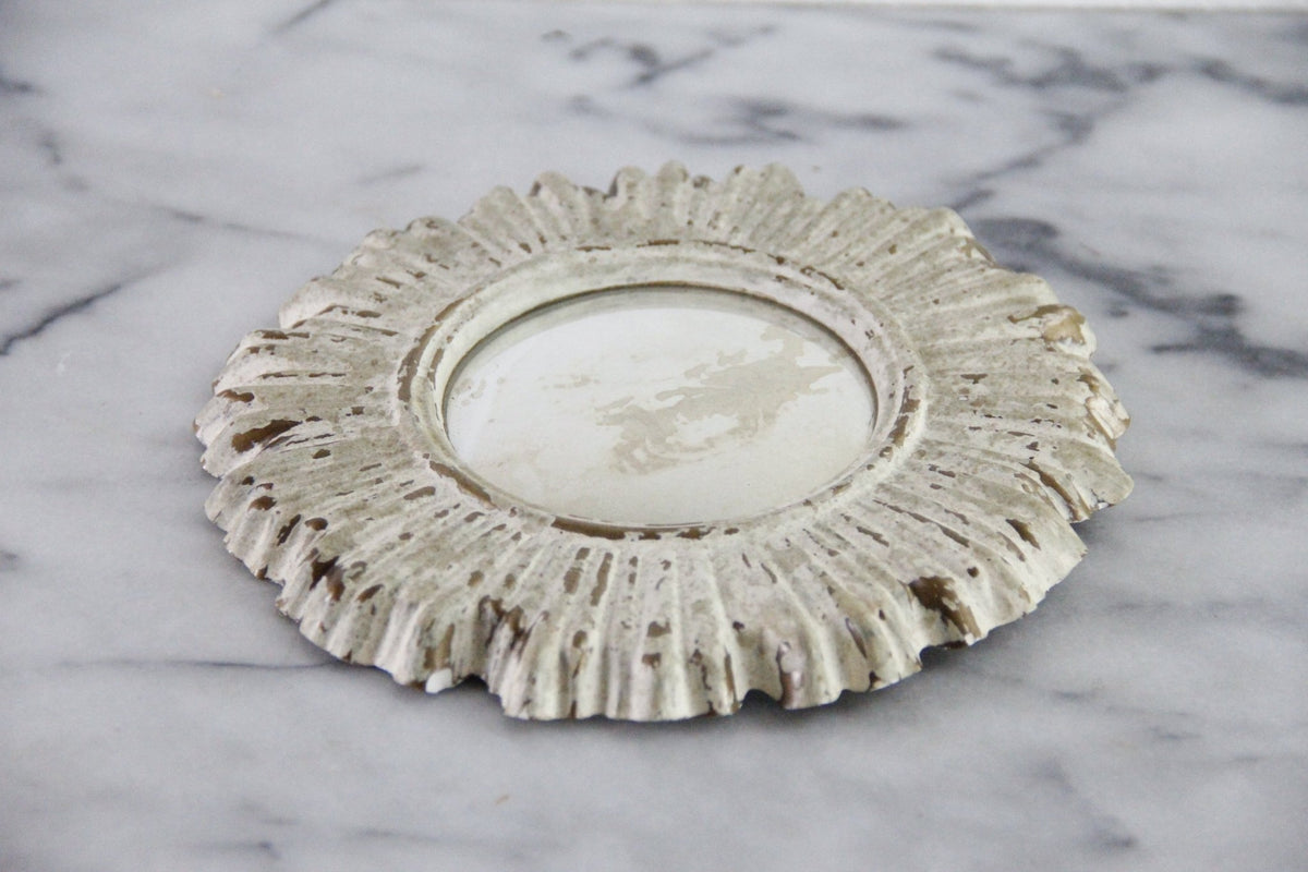 Vintage Gilt Convex Wall Mirror | Aged Plaster Sunburst Frame - Debra Hall Lifestyle