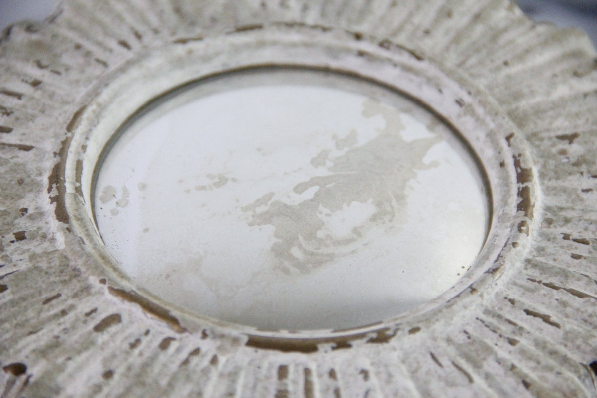 Vintage Gilt Convex Wall Mirror | Aged Plaster Sunburst Frame - Debra Hall Lifestyle