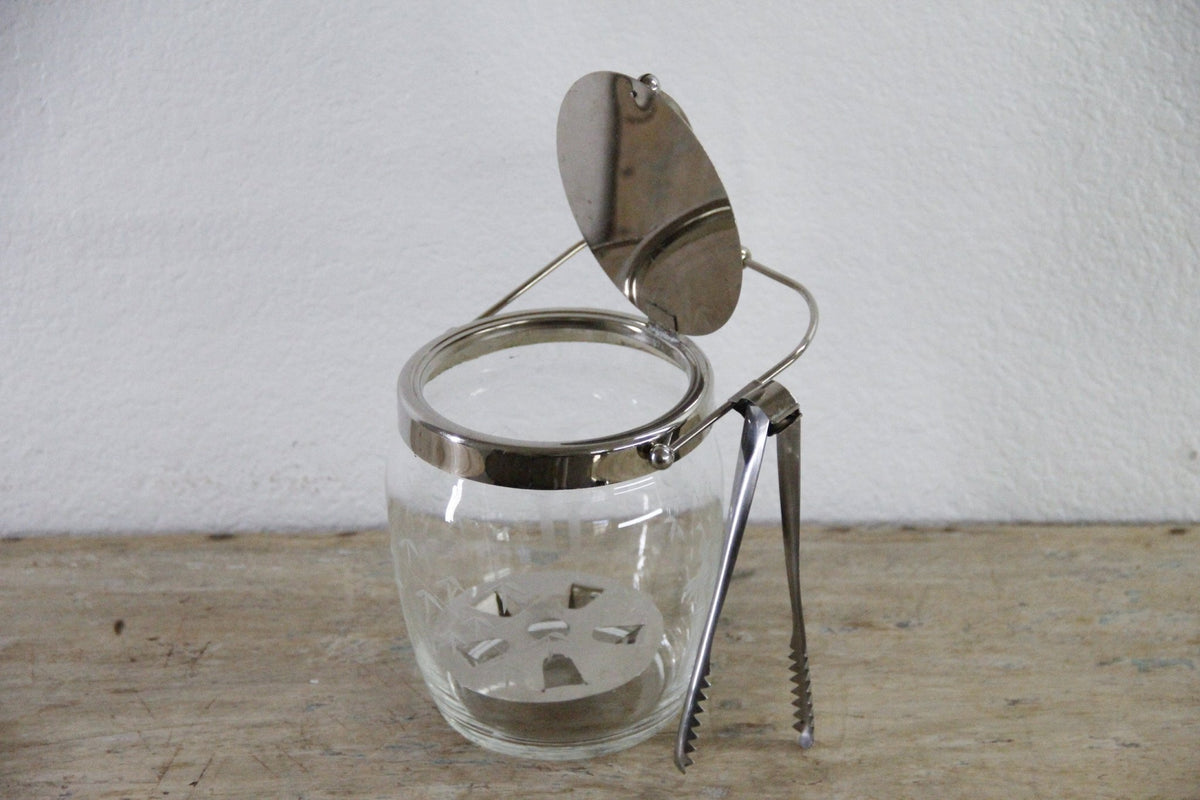 Vintage Glass Barware Bamboo Etched Ice Bucket Cocktail Shaker - Debra Hall Lifestyle
