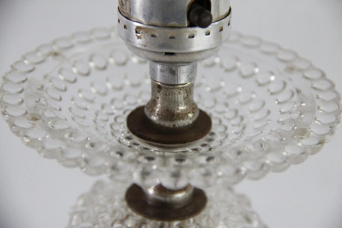 Vintage Glass Boudoir Lamp | Footed 1940s Pressed Clear Glass - Debra Hall Lifestyle