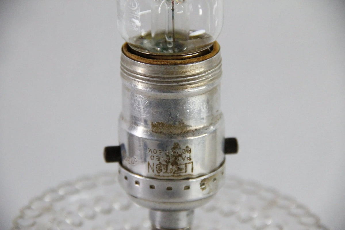Vintage Glass Boudoir Lamp | Footed 1940s Pressed Clear Glass - Debra Hall Lifestyle
