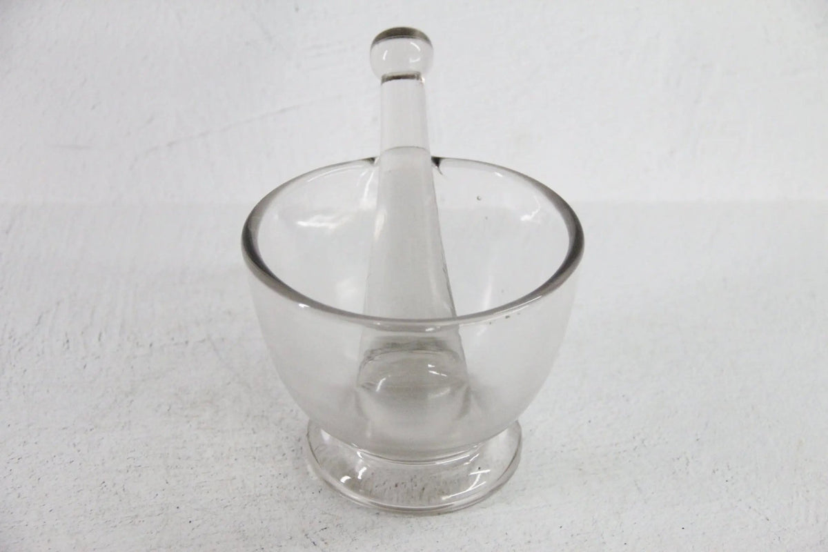Vintage Glass Mortar and Pestle 16 OZ| Clear Bubbled Glass Set - Debra Hall Lifestyle