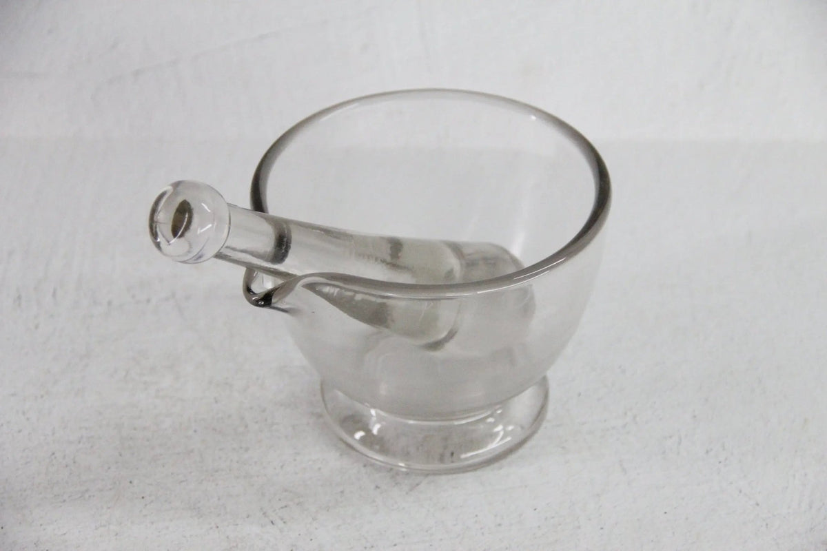 Vintage Glass Mortar and Pestle 16 OZ| Clear Bubbled Glass Set - Debra Hall Lifestyle
