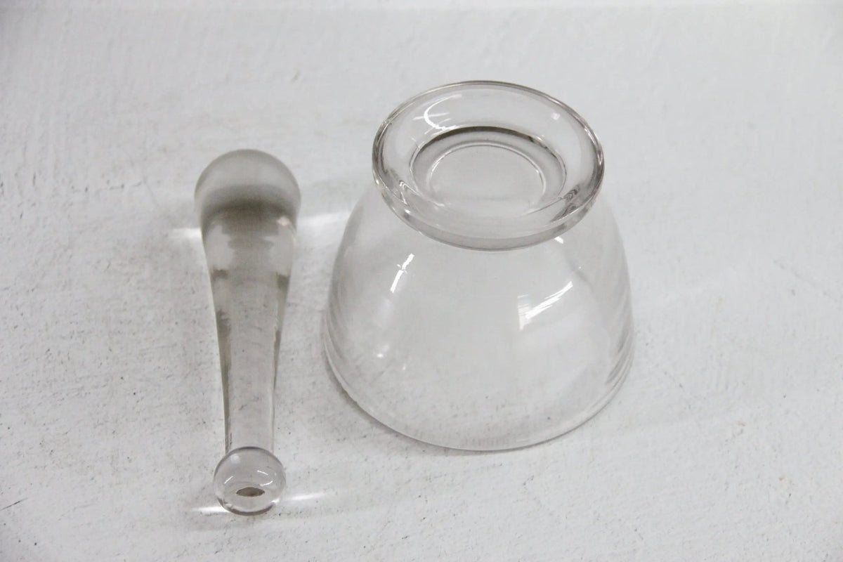 Vintage Glass Mortar and Pestle 16 OZ| Clear Bubbled Glass Set - Debra Hall Lifestyle