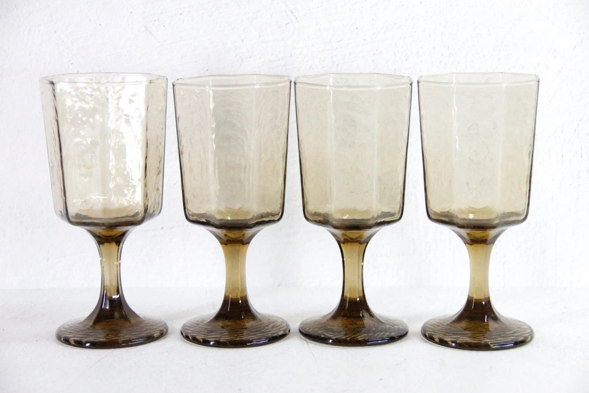 Vintage Goblet | Smokey Brown Wine Glass Set Of 4 - Debra Hall Lifestyle