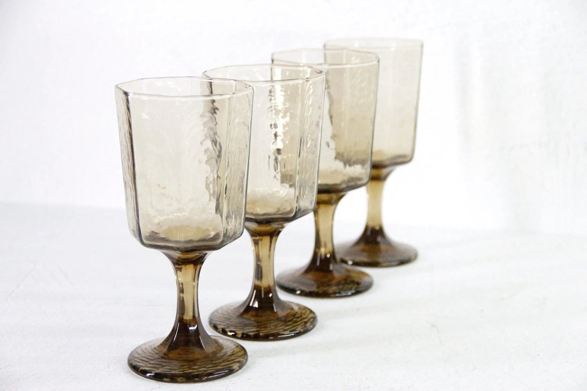 Vintage Goblet | Smokey Brown Wine Glass Set Of 4 - Debra Hall Lifestyle