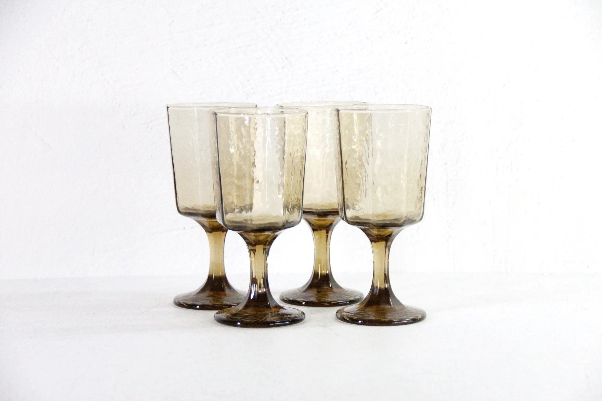 Vintage Goblet | Smokey Brown Wine Glass Set Of 4 - Debra Hall Lifestyle