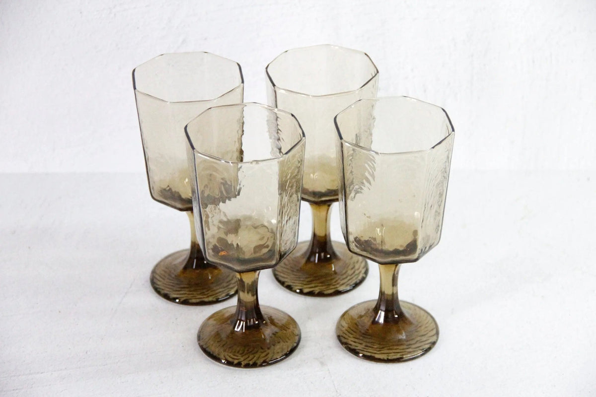 Vintage Goblet | Smokey Brown Wine Glass Set Of 4 - Debra Hall Lifestyle