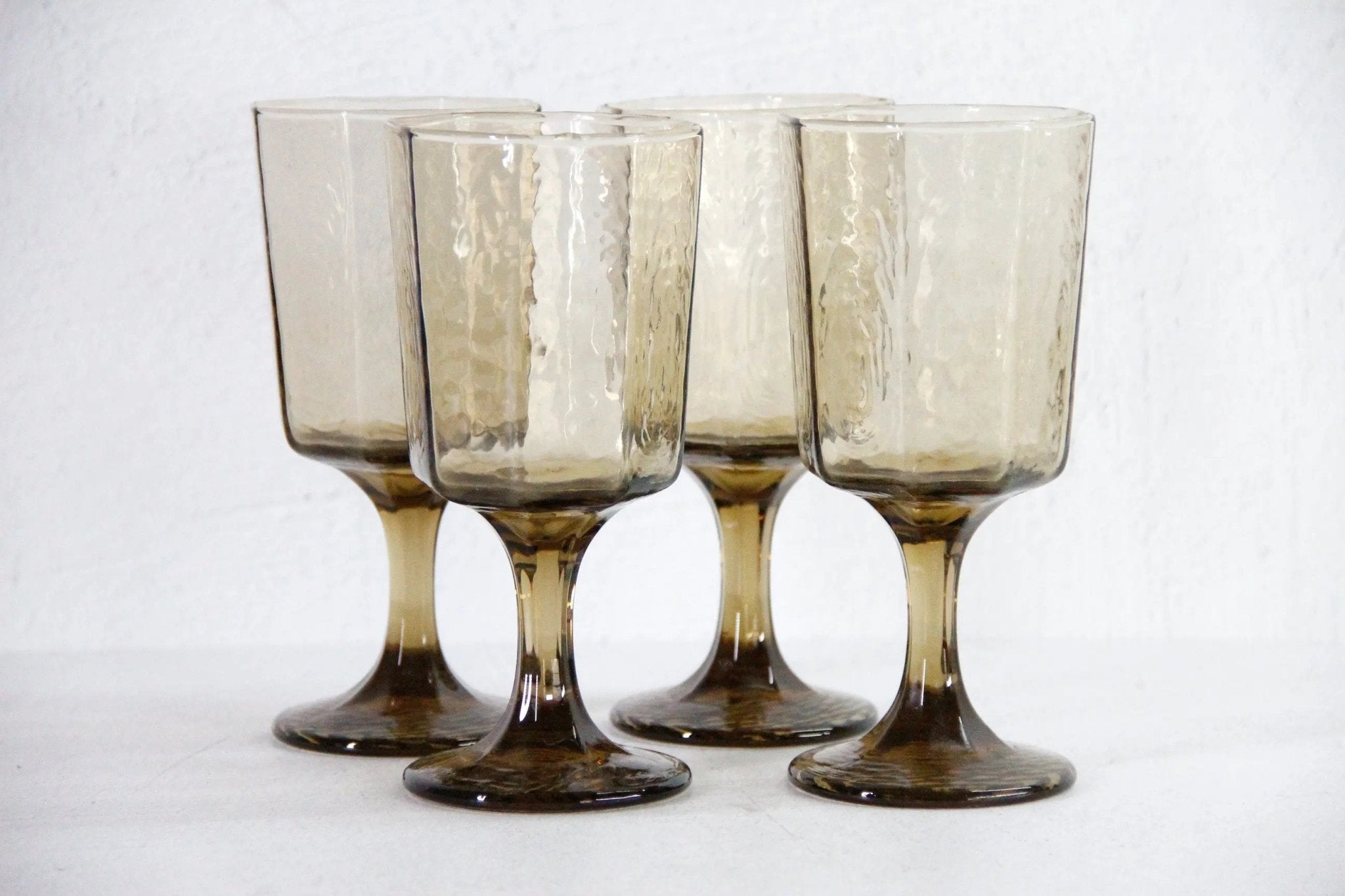 Vintage Goblet | Smokey Brown Wine Glass Set Of 4 - Debra Hall Lifestyle