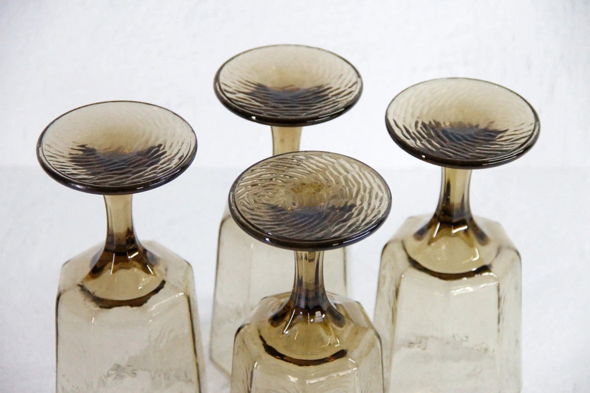 Vintage Goblet | Smokey Brown Wine Glass Set Of 4 - Debra Hall Lifestyle