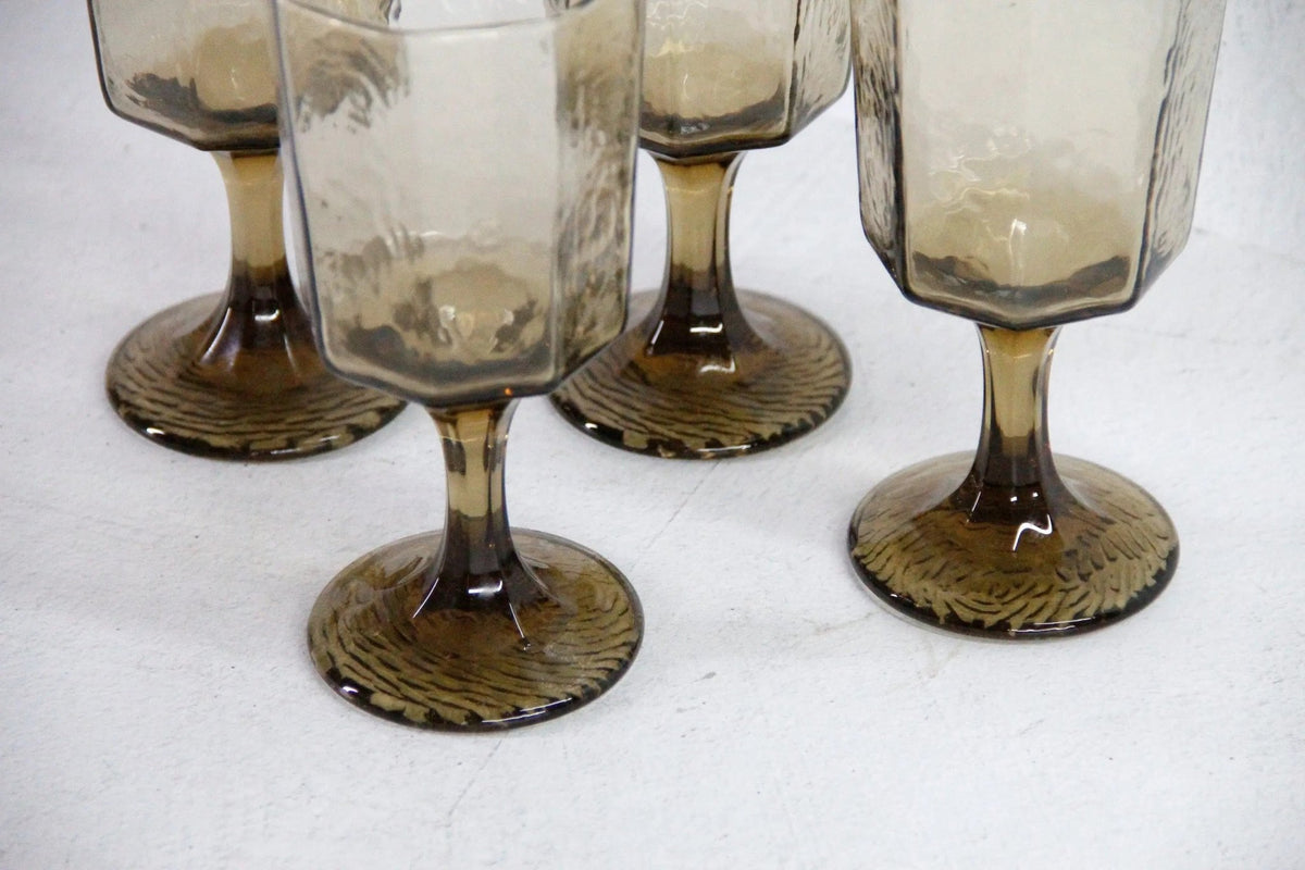 Vintage Goblet | Smokey Brown Wine Glass Set Of 4 - Debra Hall Lifestyle