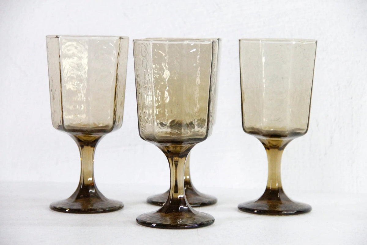 Vintage Goblet | Smokey Brown Wine Glass Set Of 4 - Debra Hall Lifestyle