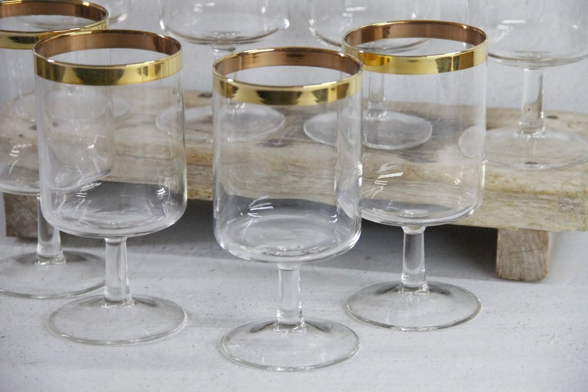 Vintage Gold Rim Glassware | Midcentury Wine Goblet - Debra Hall Lifestyle