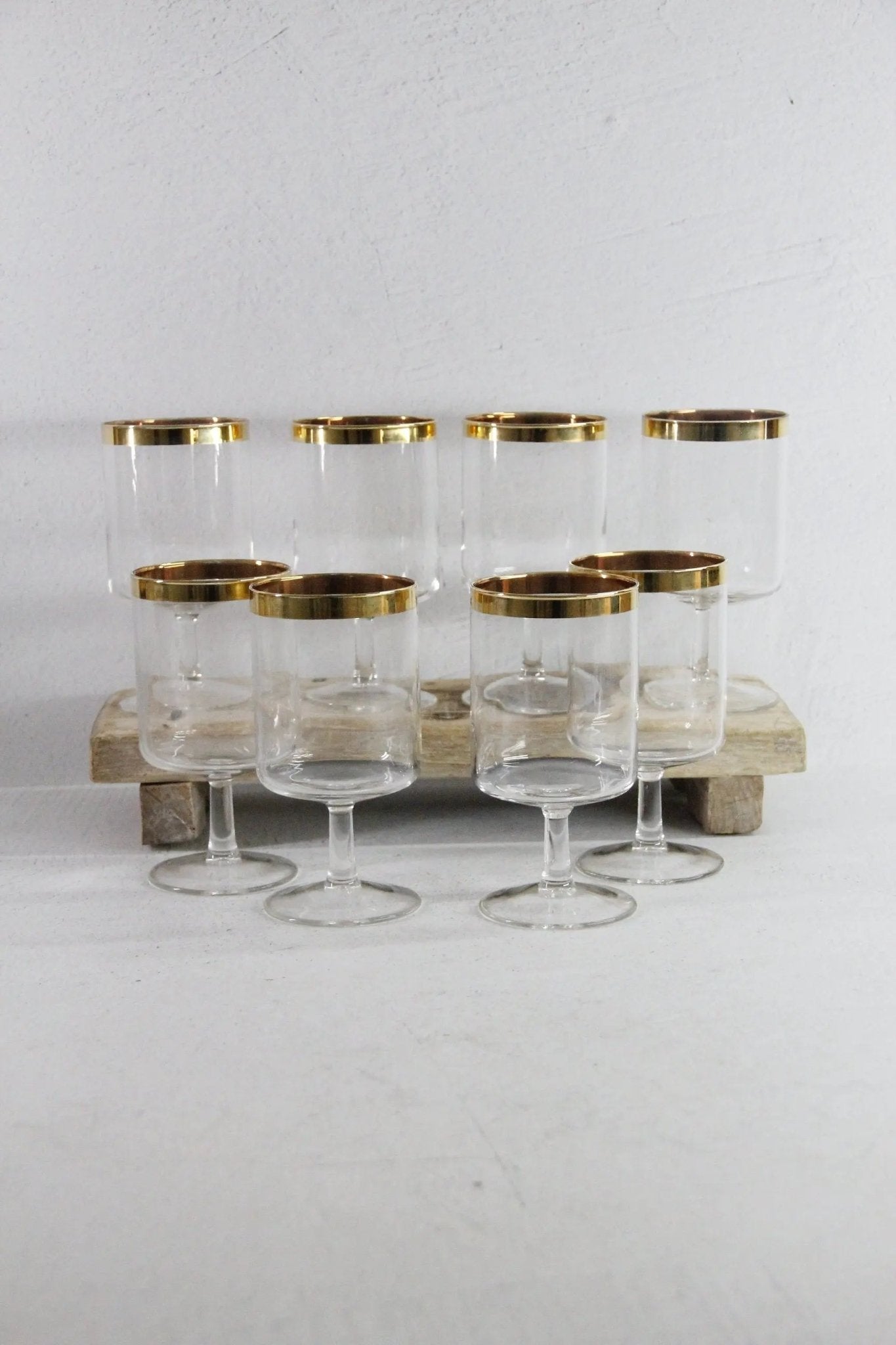 Vintage Gold Rim Glassware | Midcentury Wine Goblet - Debra Hall Lifestyle