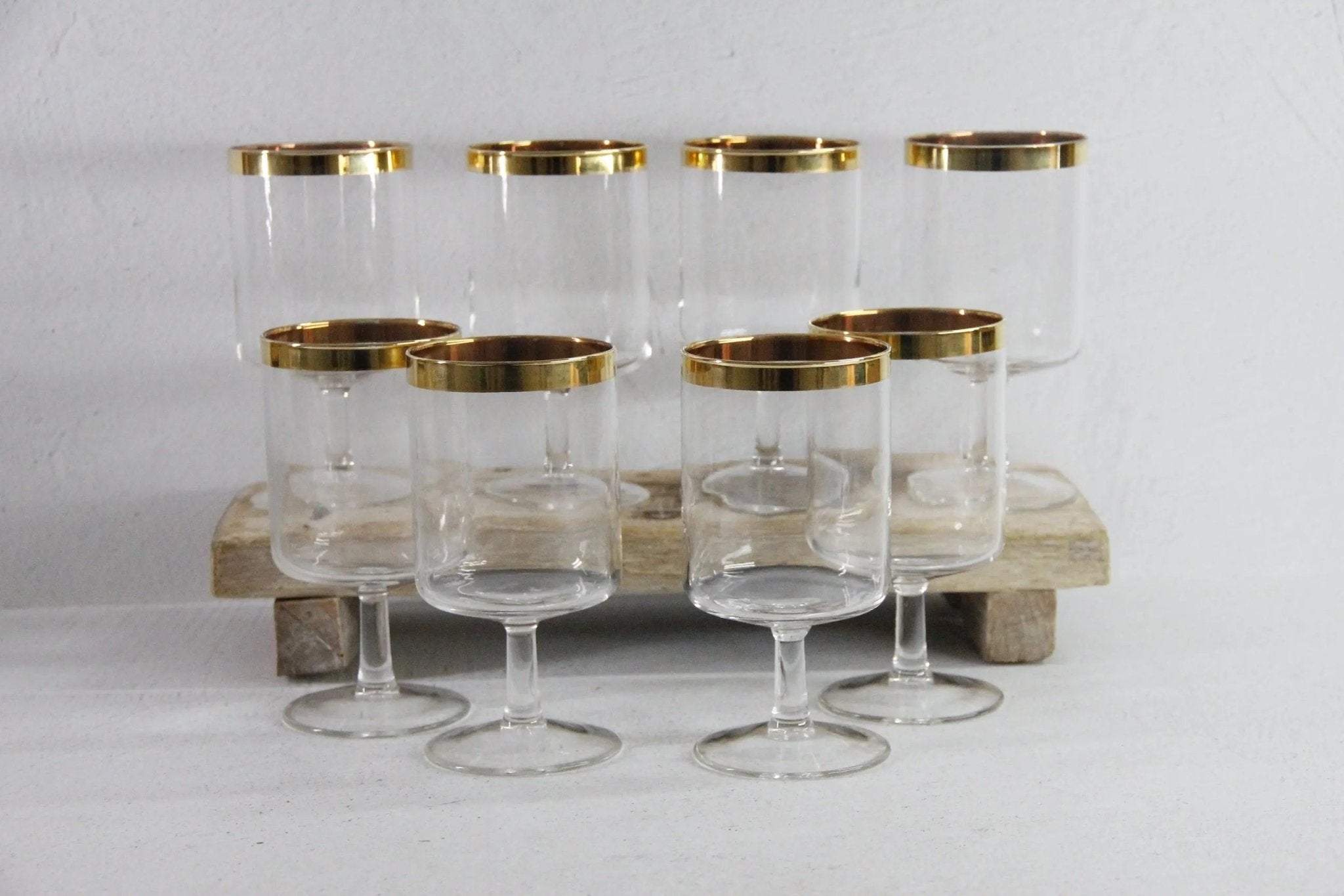 Vintage Gold Rim Glassware | Midcentury Wine Goblet - Debra Hall Lifestyle