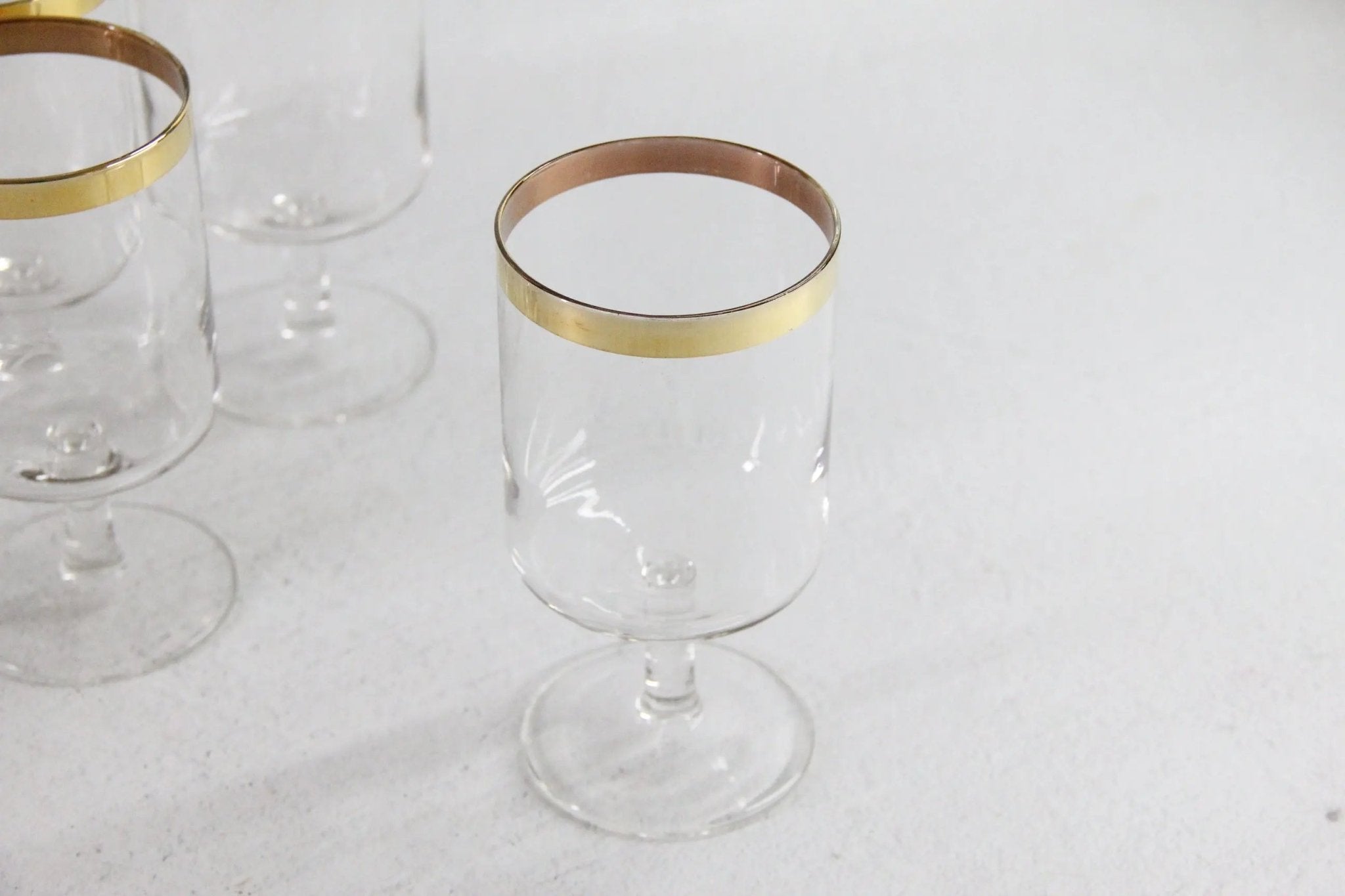 Vintage Gold Rim Glassware | Midcentury Wine Goblet - Debra Hall Lifestyle