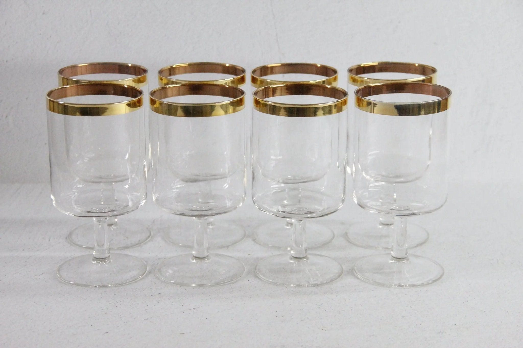 Vintage Gold Rim Glassware | Midcentury Wine Goblet - Debra Hall Lifestyle