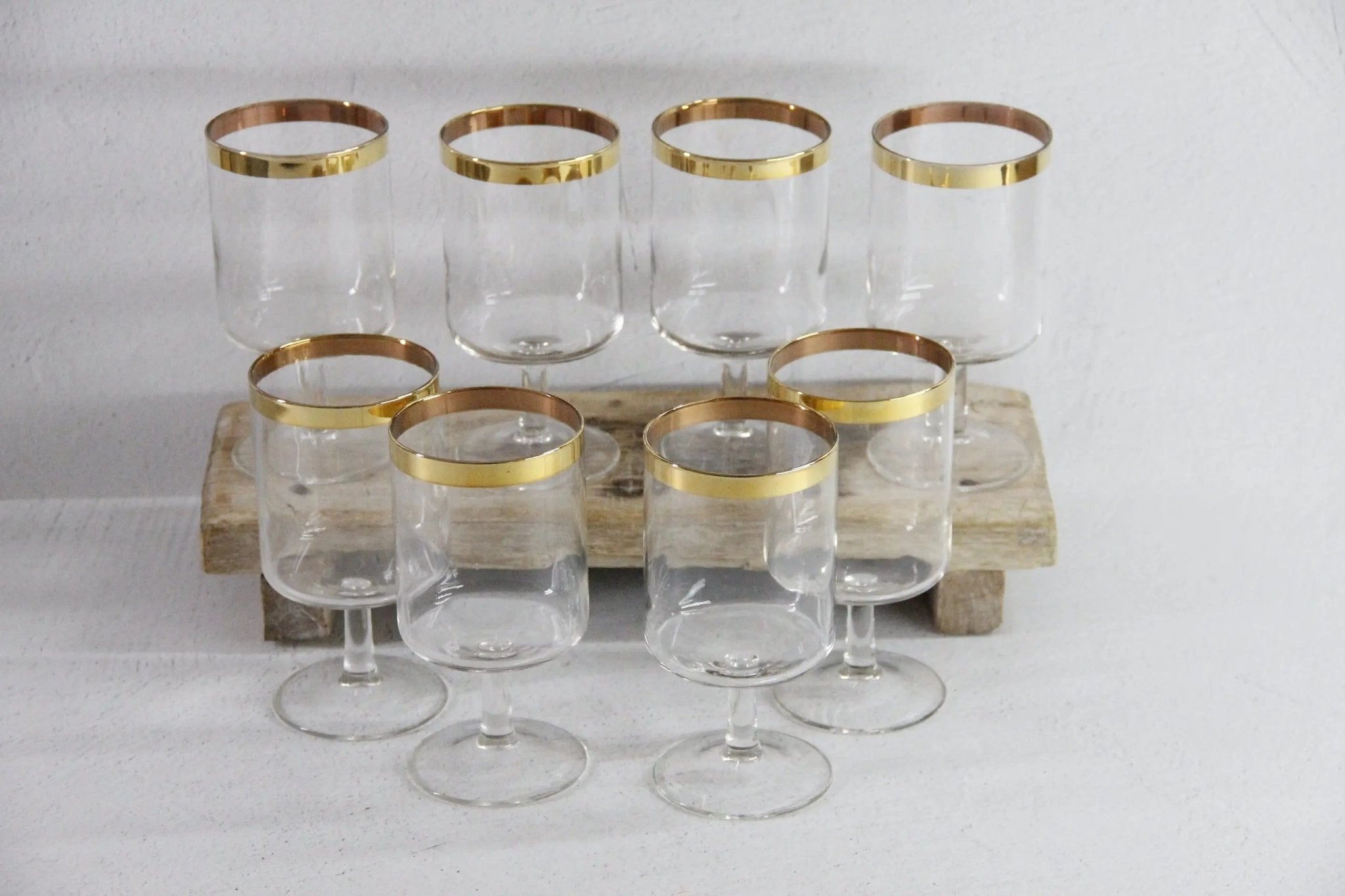Vintage Gold Rim Glassware | Midcentury Wine Goblet - Debra Hall Lifestyle
