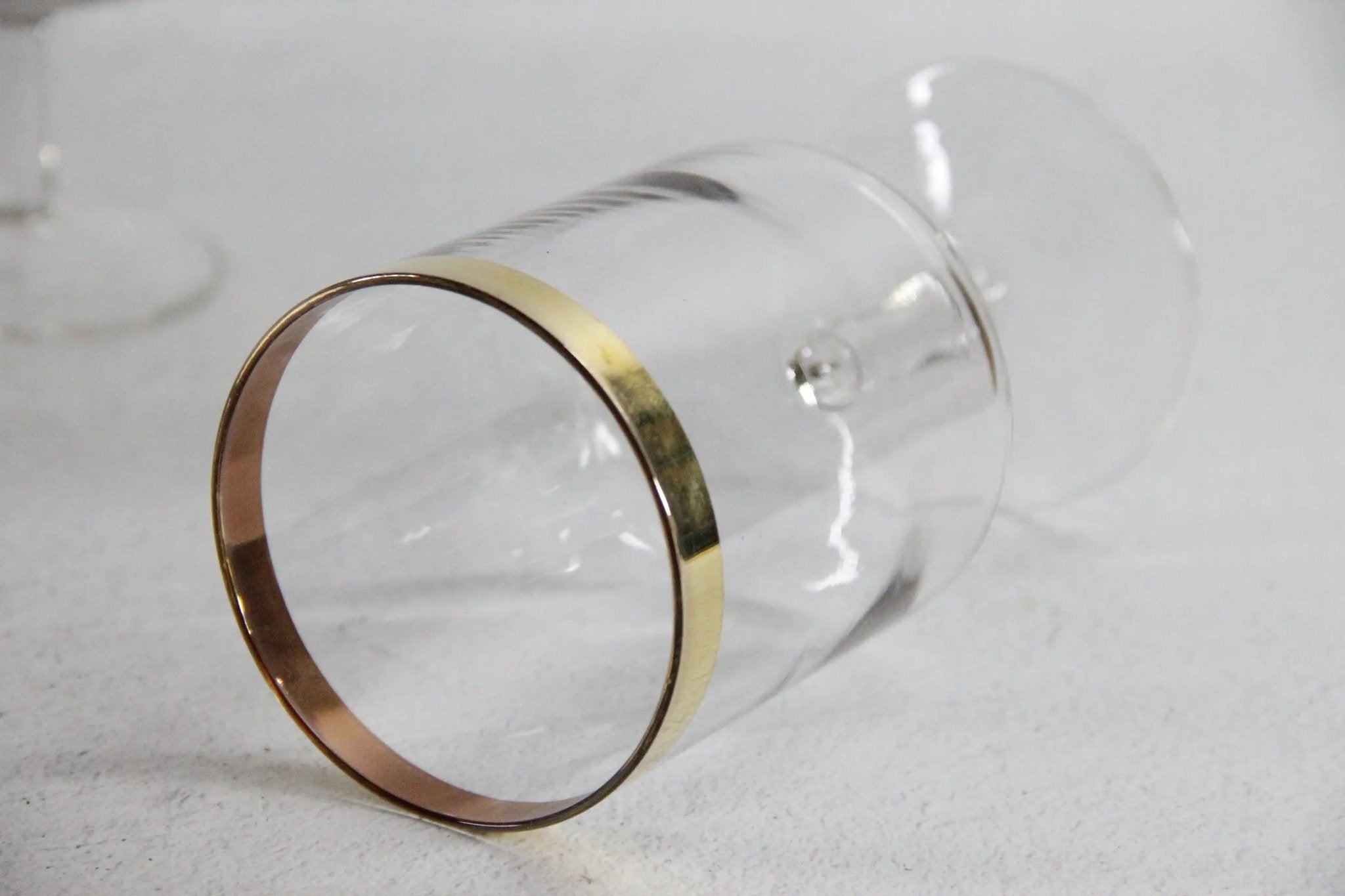 Vintage Gold Rim Glassware | Midcentury Wine Goblet - Debra Hall Lifestyle