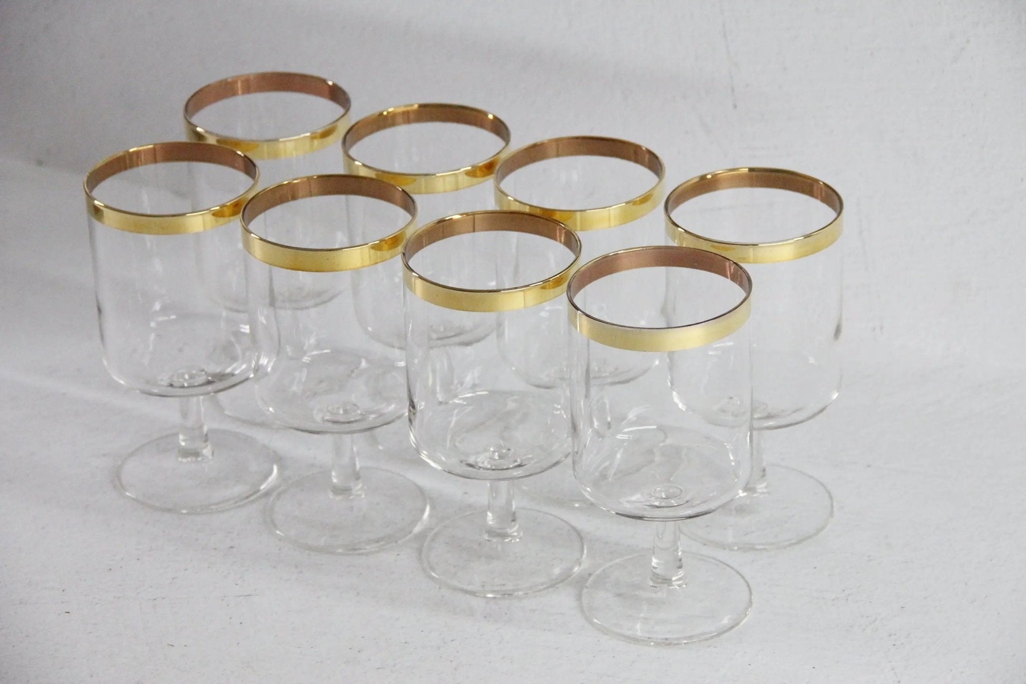 Vintage Gold Rim Glassware | Midcentury Wine Goblet - Debra Hall Lifestyle