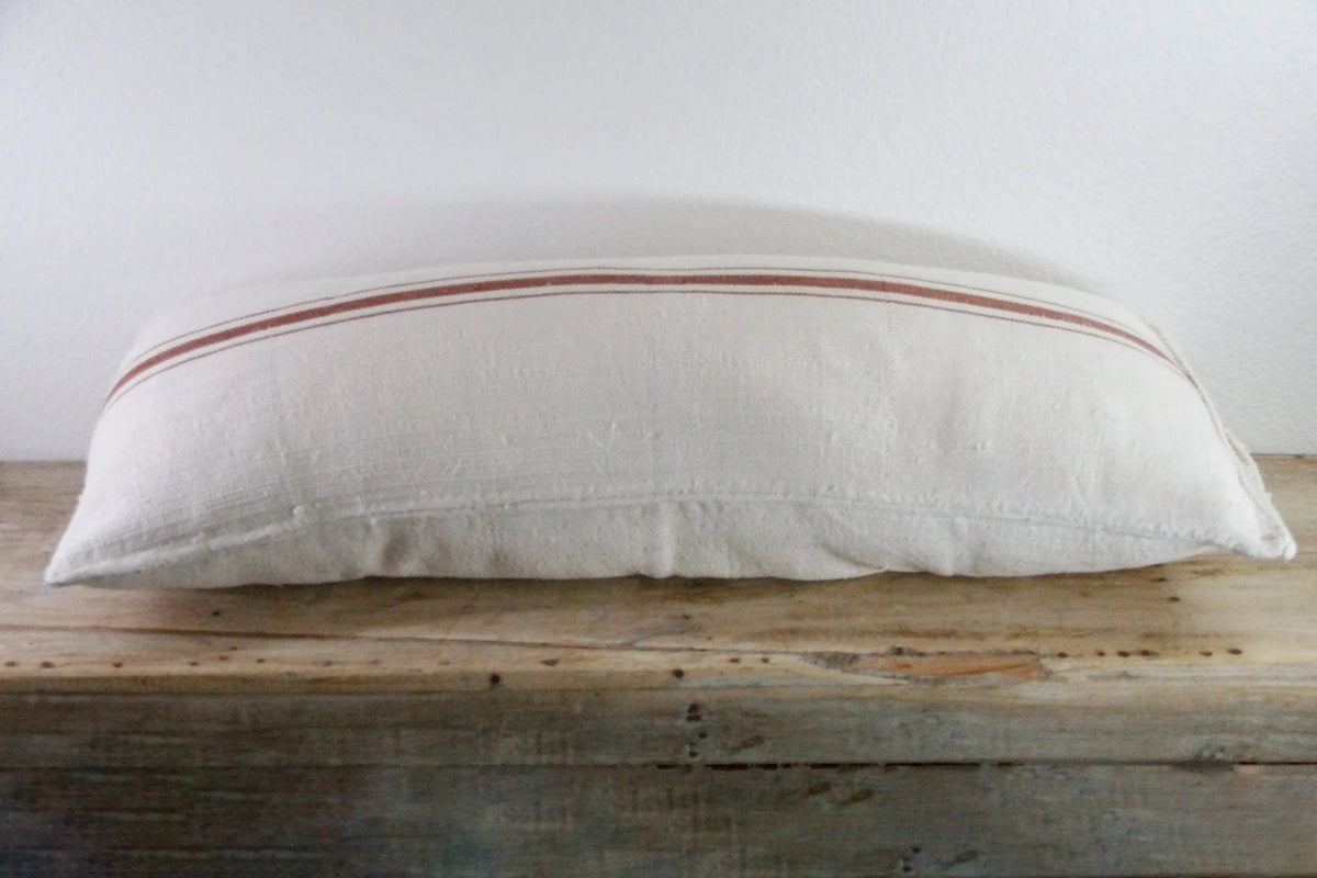 Vintage Grain Sack Pillow Double Sided | Cocoa Brown Stripe 40" - Debra Hall Lifestyle