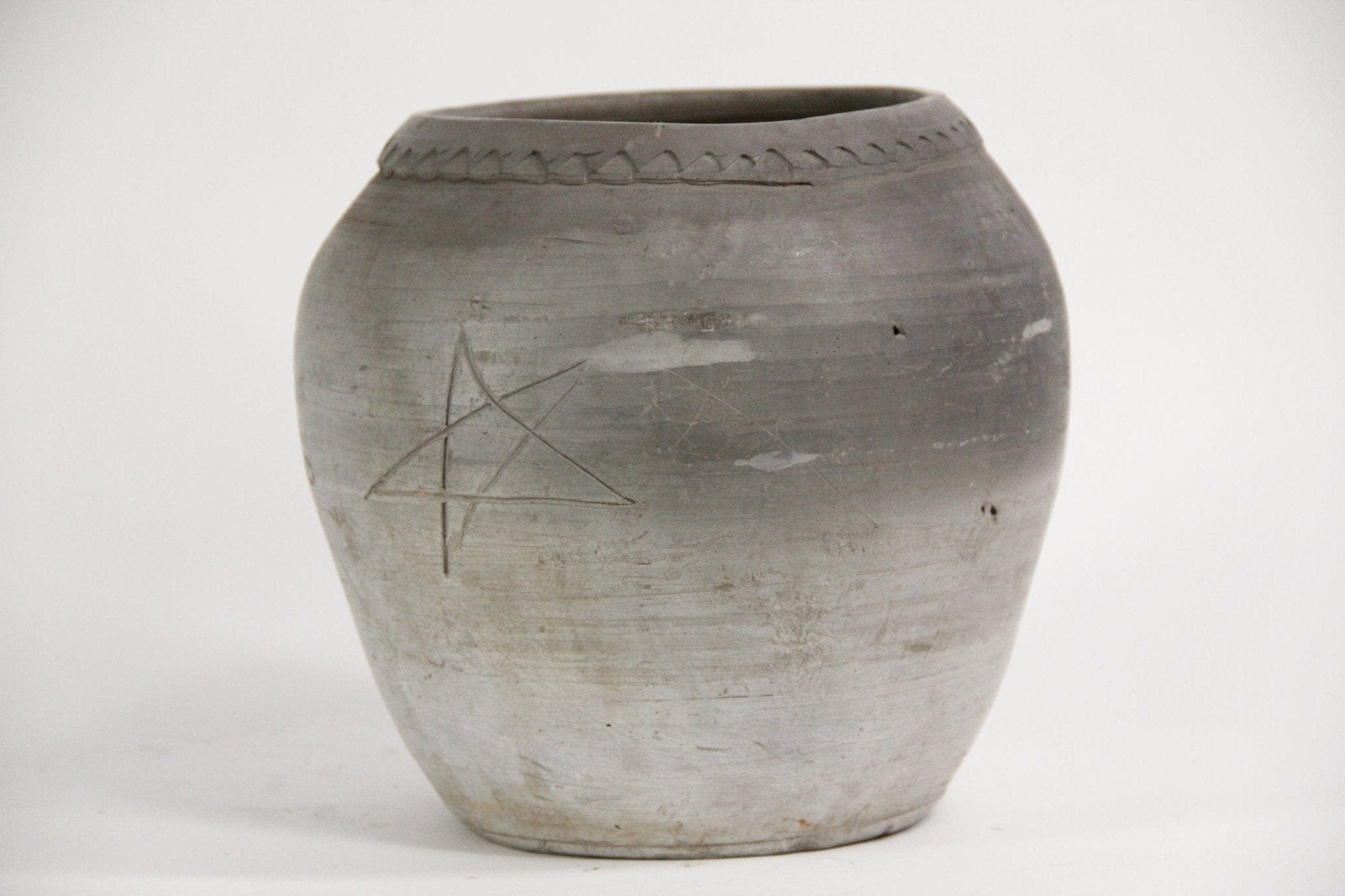 Vintage Gray Clay Water Pot |  Vessel pottery