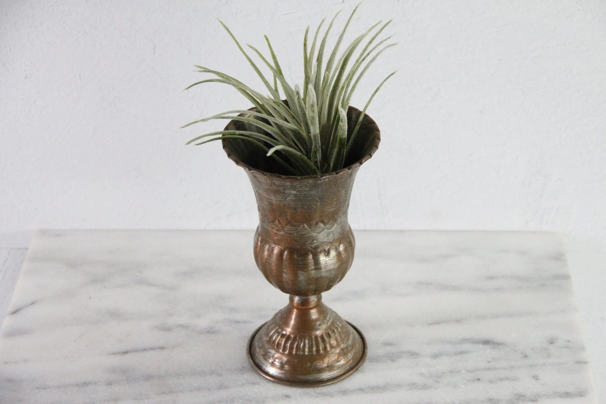 Vintage Hammered Copper Vase | Tin Washed Chalice - Debra Hall Lifestyle