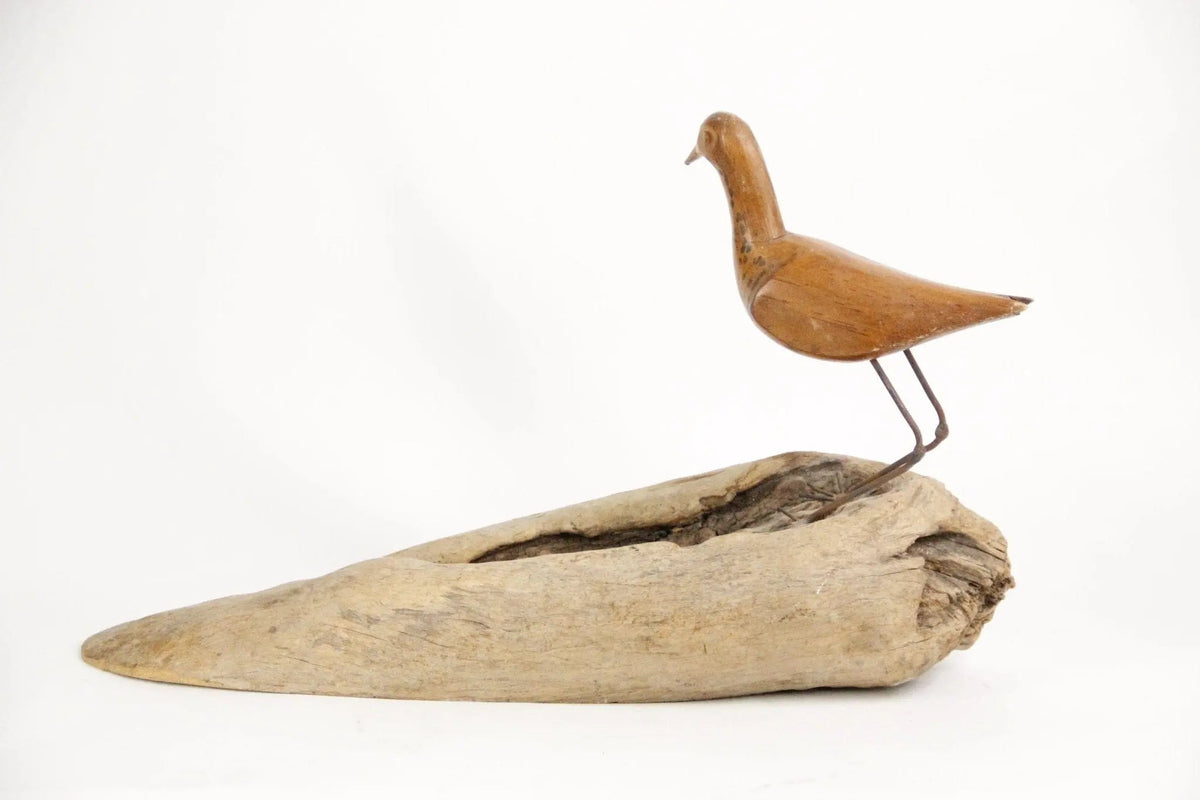 Vintage Hand Carved Wooden Bird | Sculpture Signed Ellis - Debra Hall Lifestyle